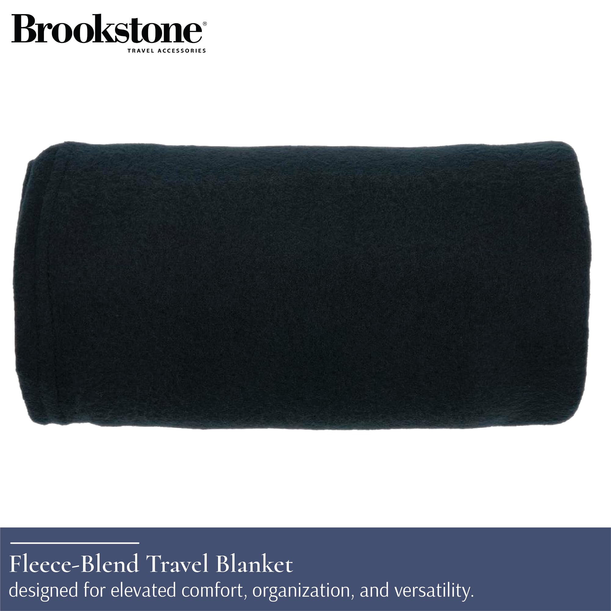 brookstone-2-in-1-travel-blanket-and-pillow-with-carrying-pouch-black image 2