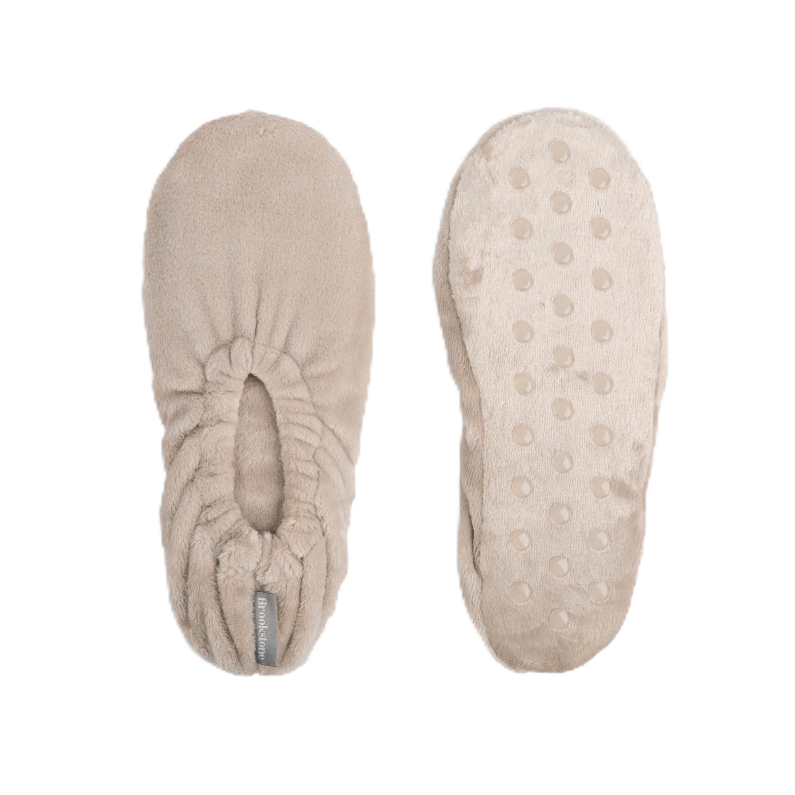 brookstone-plush-footies-memory-foam-slippers-with-ultra-soft-sherpa-non-skid-so image 7
