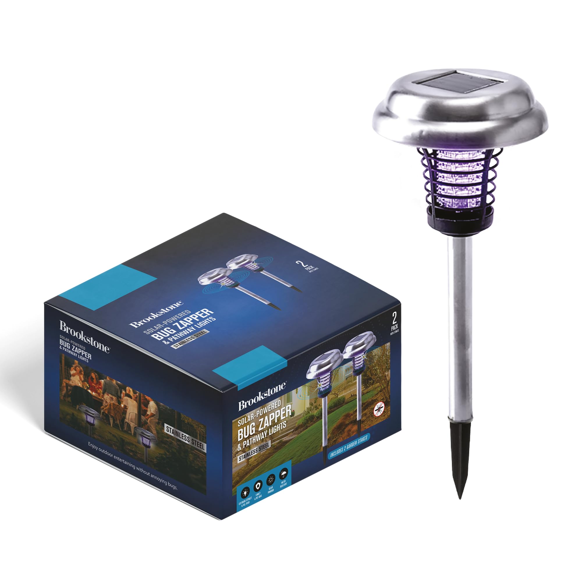 brookstone-solar-powered-bug-zapper-and-pathway-light-2-pack image 6