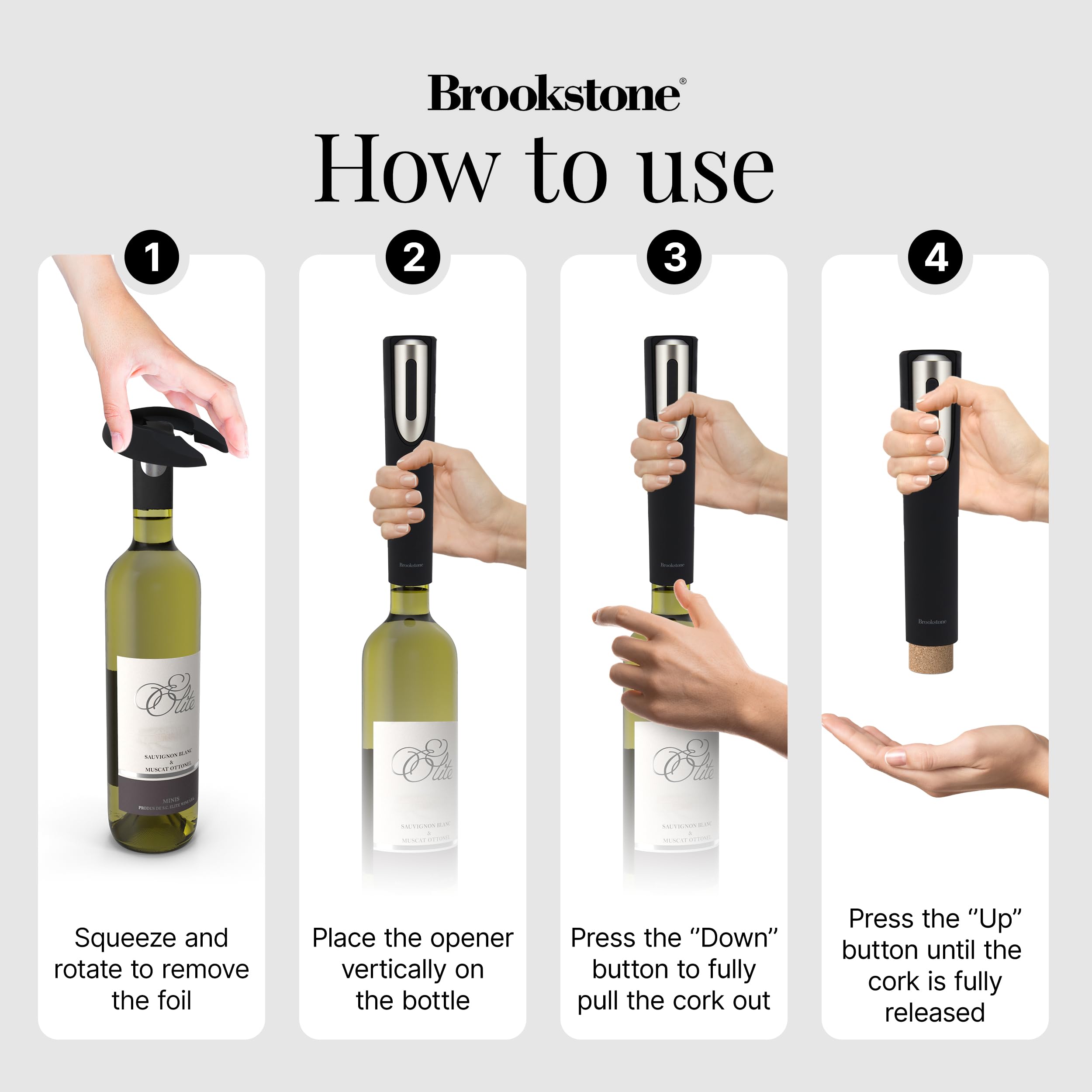 brookstone-electric-wine-opener-with-foil-cutter-and-stand-battery-operated-auto image 5