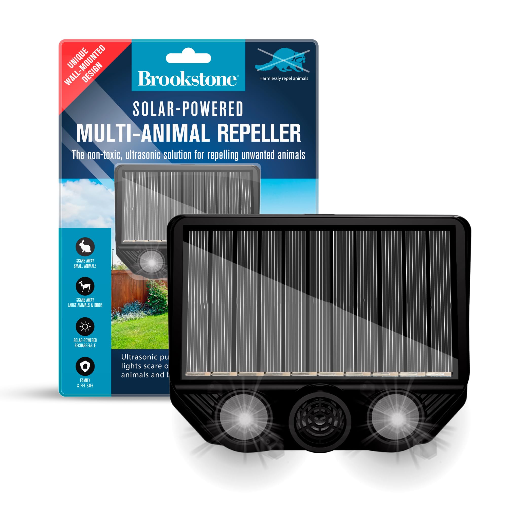 brookstone-solar-powered-multi-animal-repeller-ultrasonic-pest-deterrent-with-fl image 1