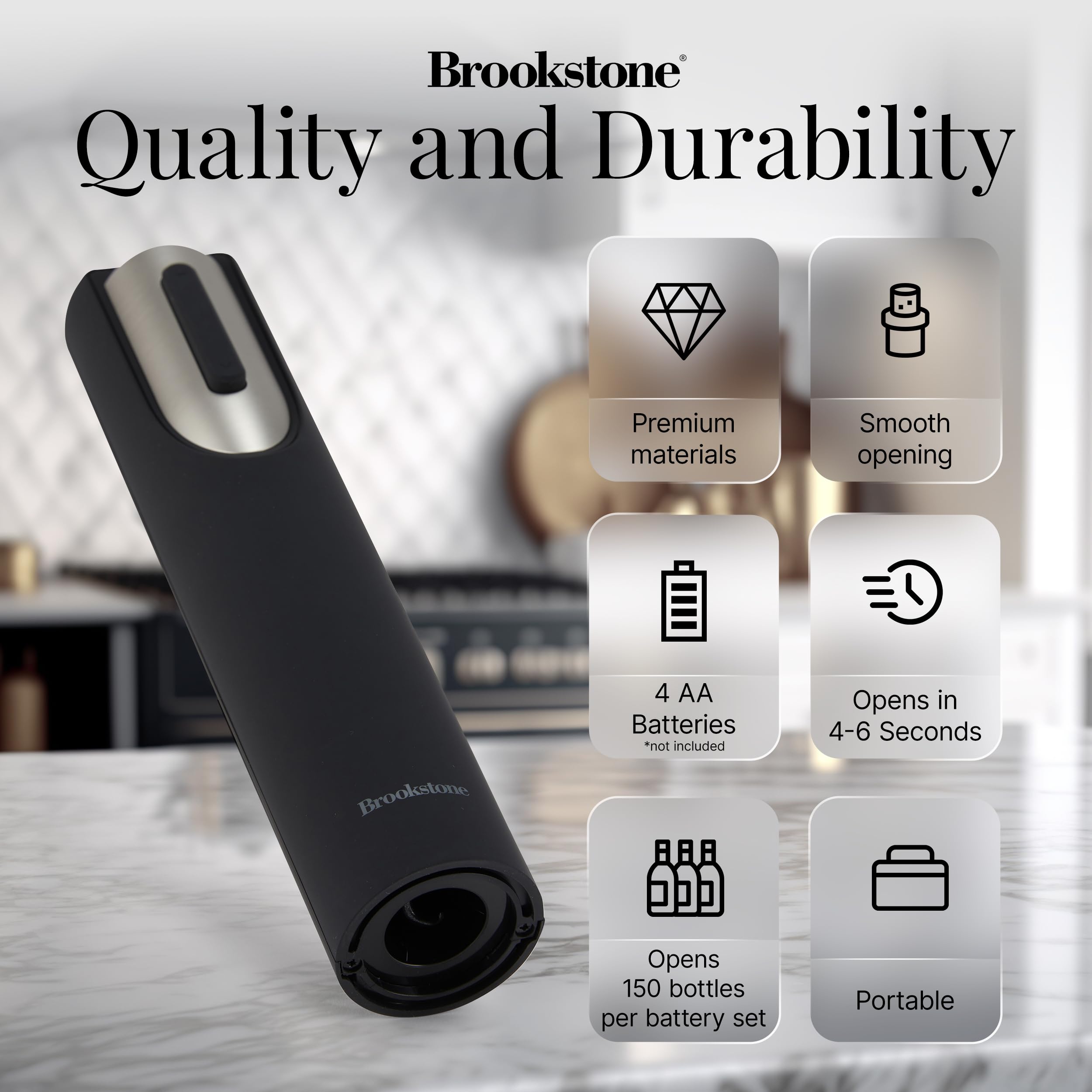 brookstone-electric-wine-opener-with-foil-cutter-and-stand-battery-operated-auto image 4