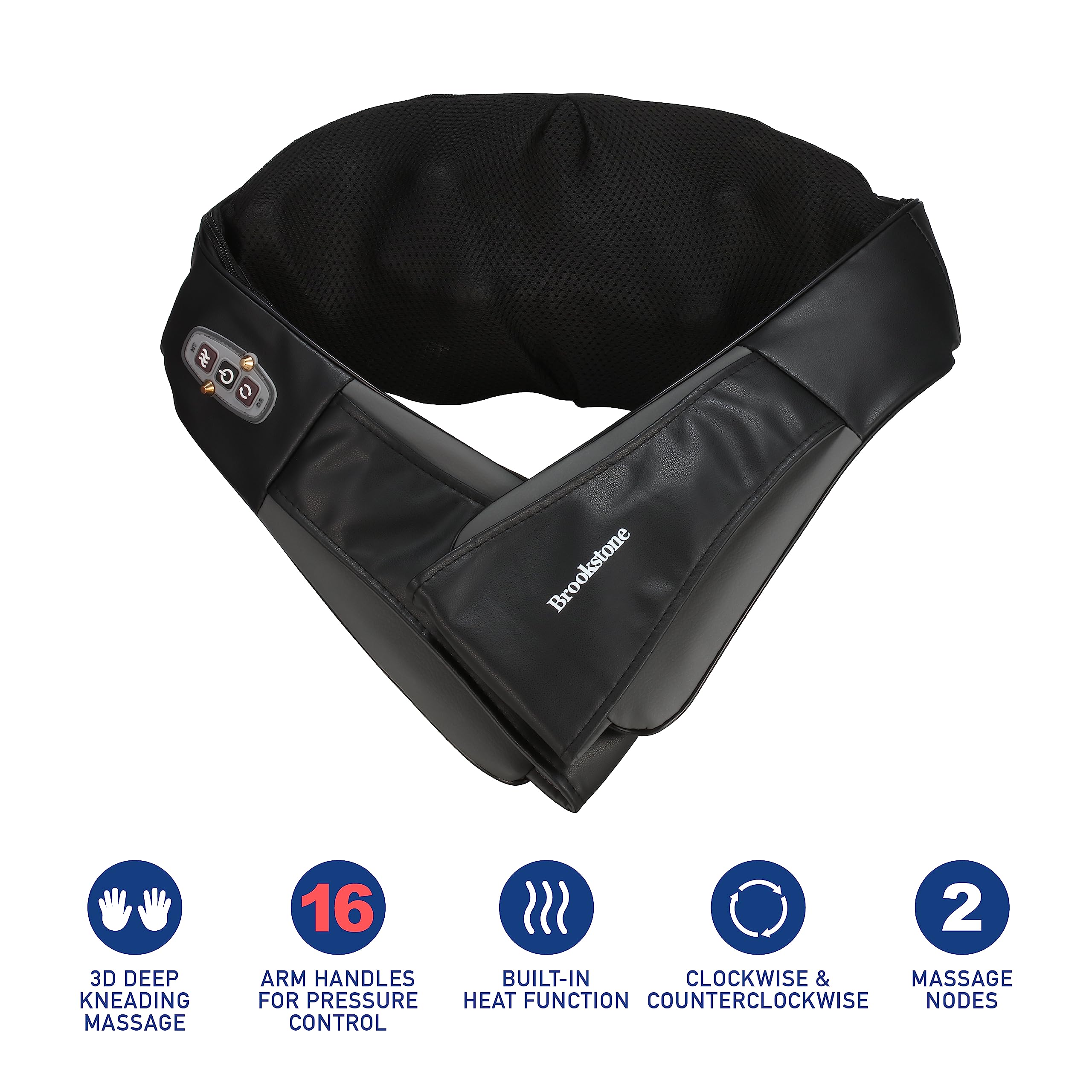 brookstone-shiatsu-neck-massager-with-heat-deep-kneading-adjustable-speed-portab image 2