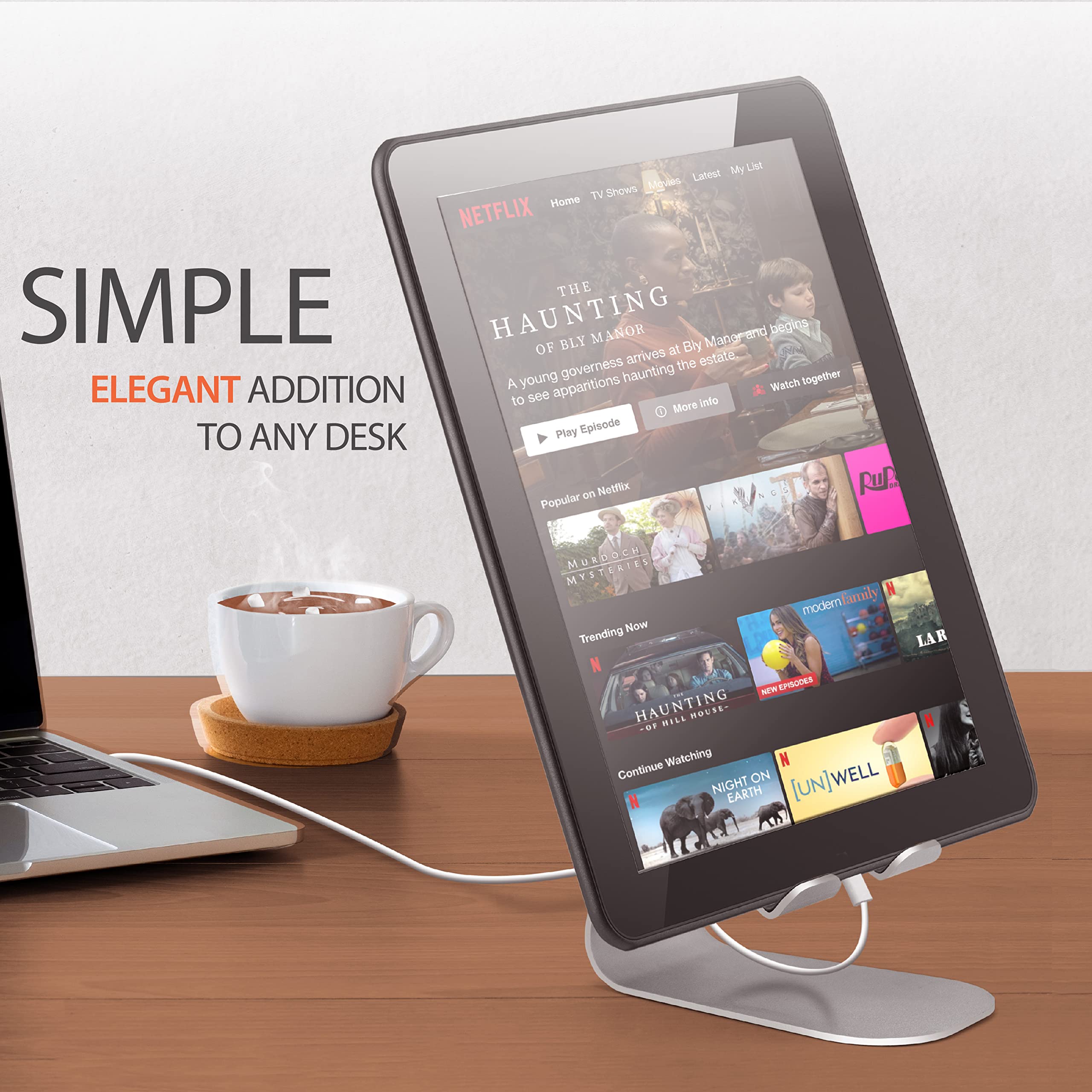 brookstone-adjustable-tablet-stand-minimalist-metal-desktop-holder-silicone-grip image 6
