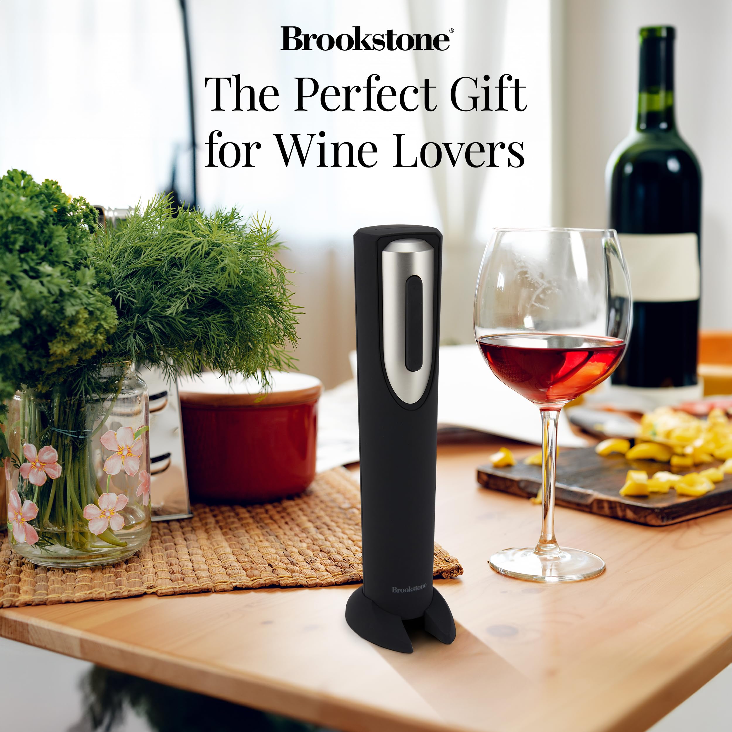 brookstone-electric-wine-opener-with-foil-cutter-and-stand-battery-operated-auto image 3
