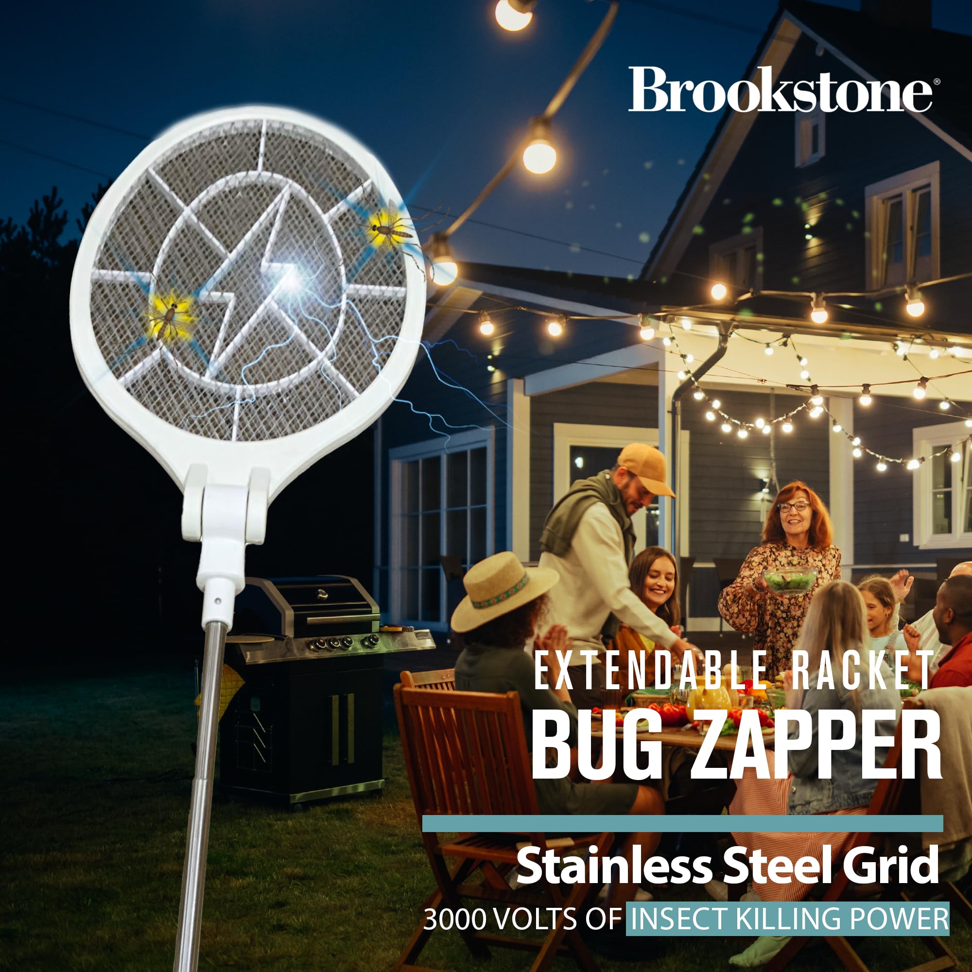 brookstone-electric-bug-zapper-racket-3000v-stainless-steel-grid-collapsible-ext image 5