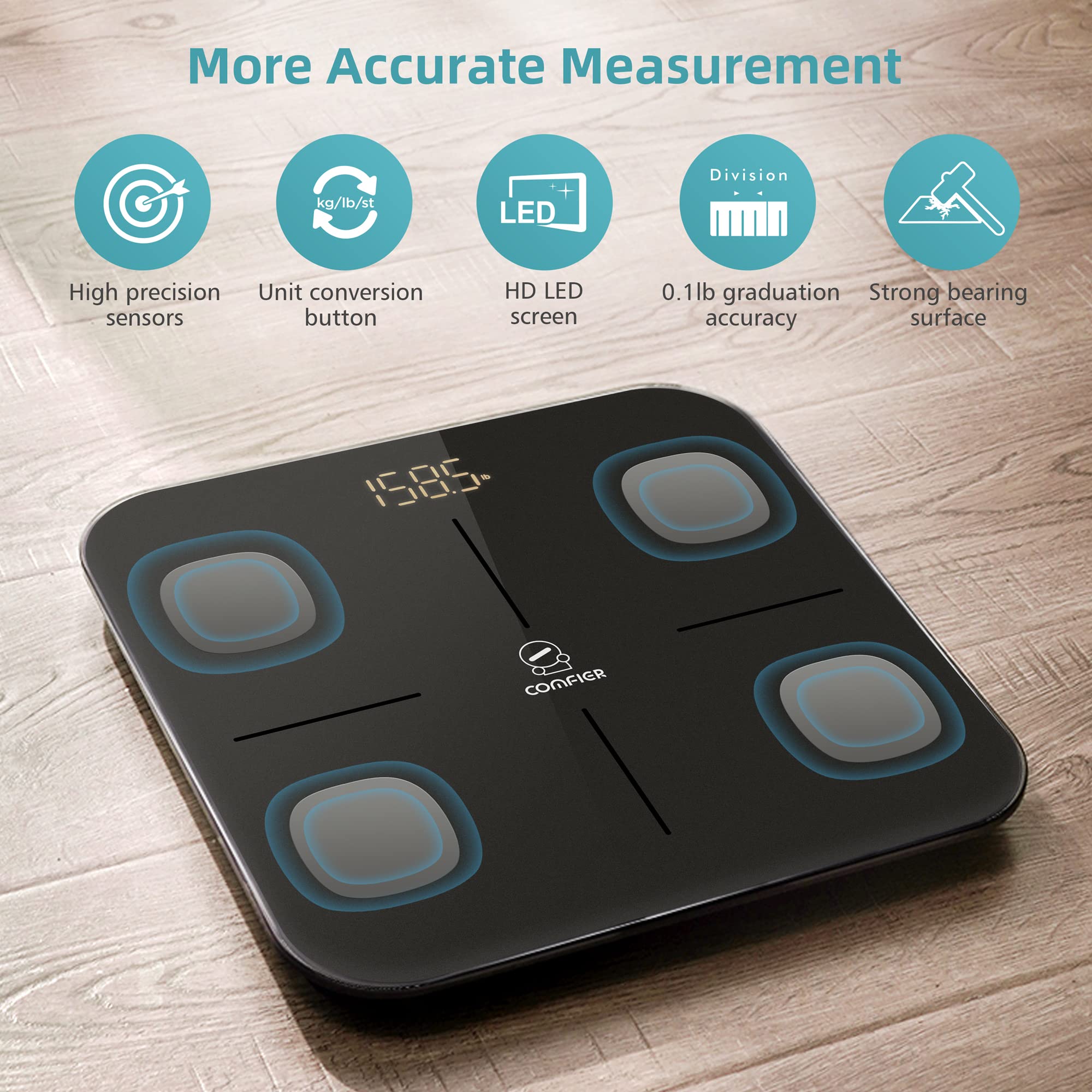 comfier-smart-body-fat-scale-accurate-digital-bathroom-scale-with-app-14-body-co image 3