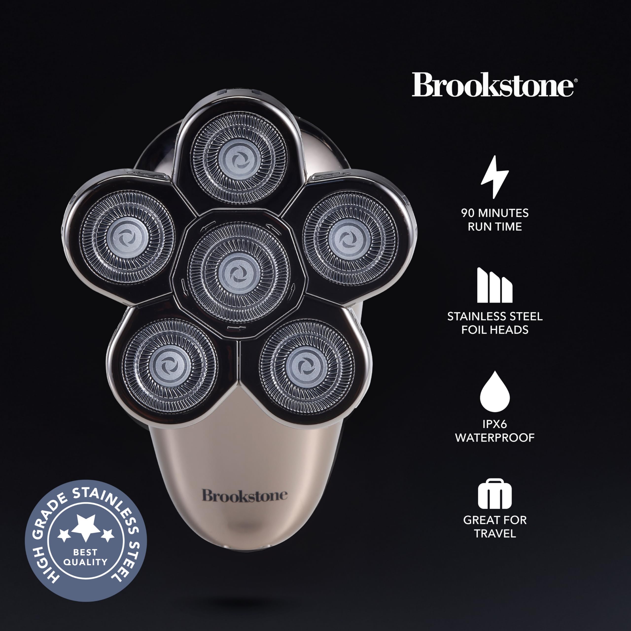 brookstone-6-head-flex-shaver-close-shave-with-pivoting-heads-rechargeable-batte image 2