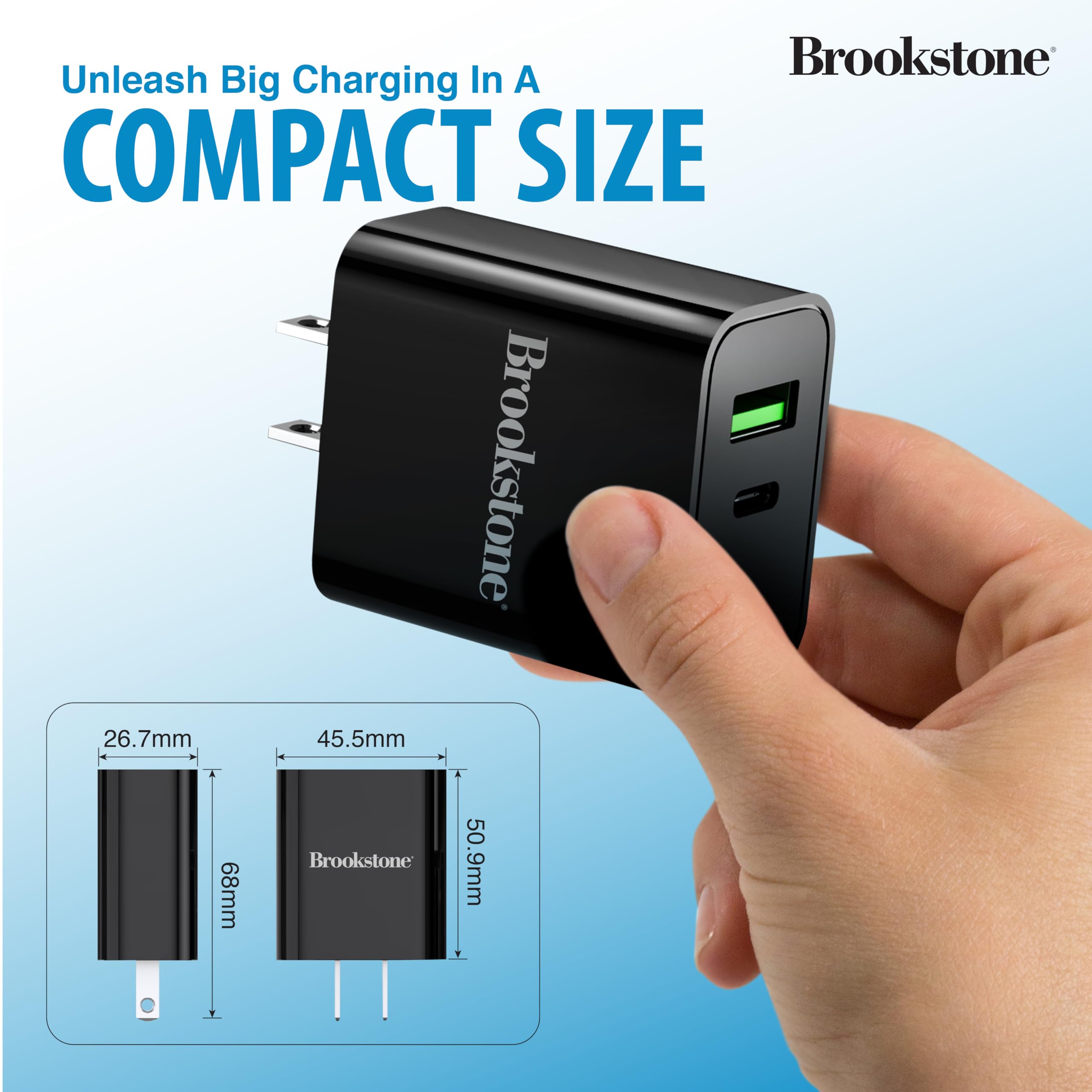 brookstone-dual-port-fast-charging-adapter-20w-usb-c-usb-a-wall-charger-for-ipho image 5