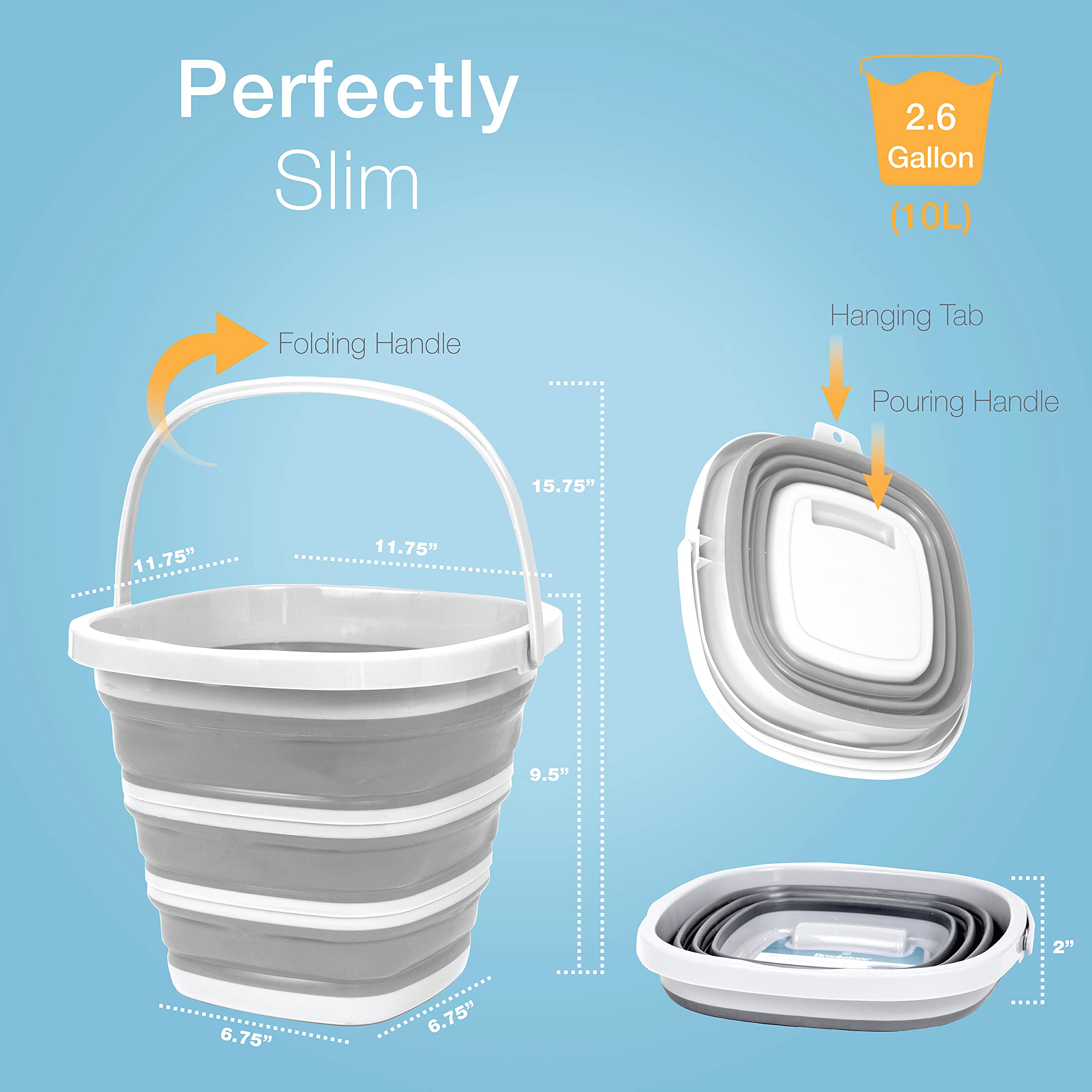 brookstone-collapsible-bucket-foldable-cleaning-bucket-with-handle-2-6-gal-10l-s image 6