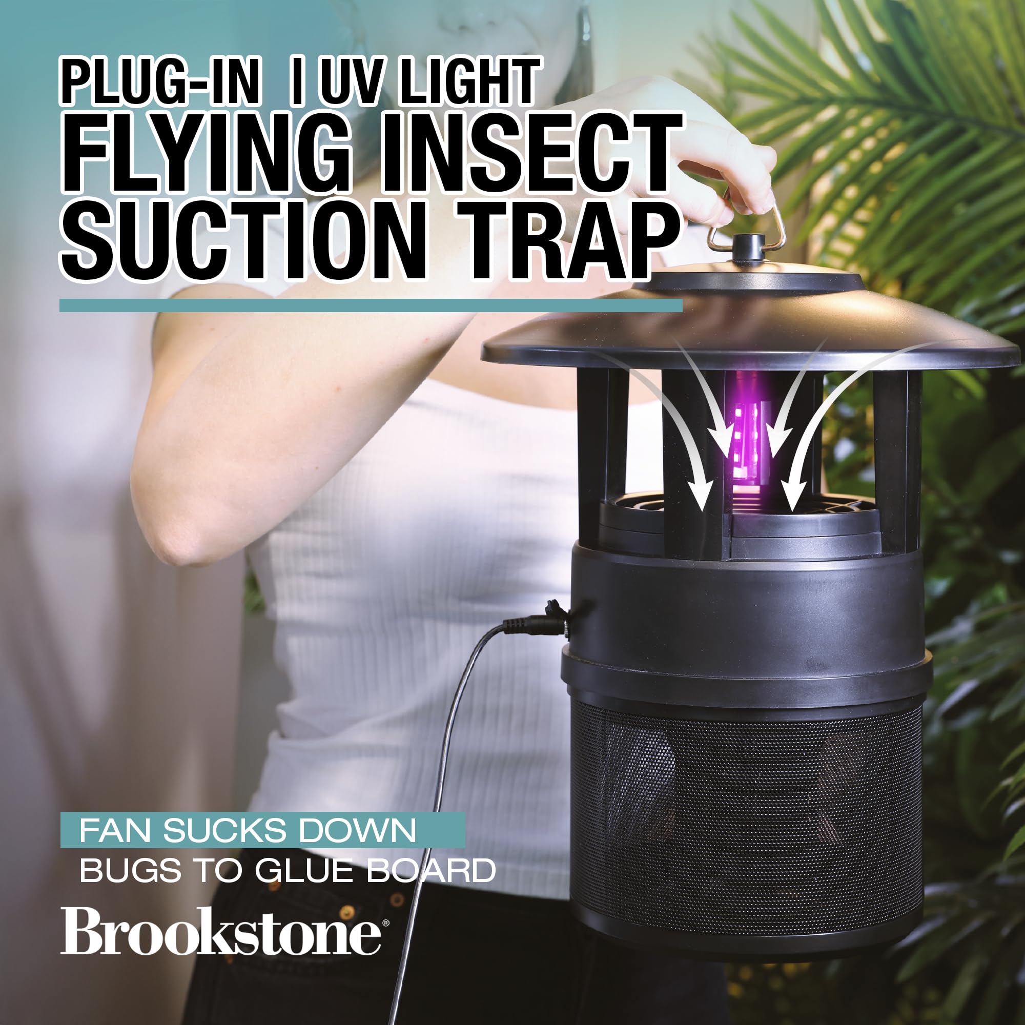 brookstone-plug-in-uv-light-insect-trap-ultra-quiet-fan-with-replaceable-glue-bo image 2