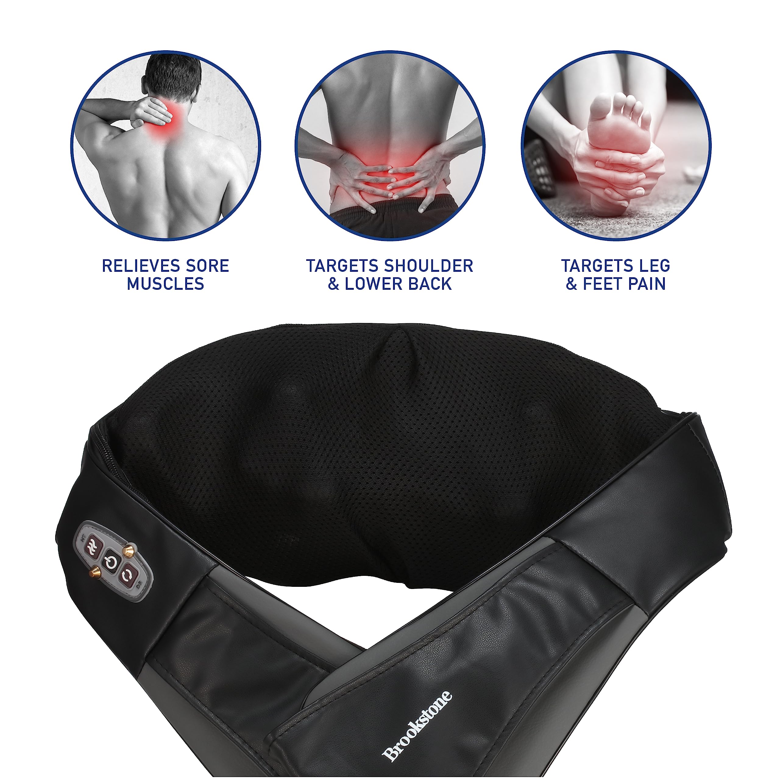 brookstone-shiatsu-neck-massager-with-heat-deep-kneading-adjustable-speed-portab image 3