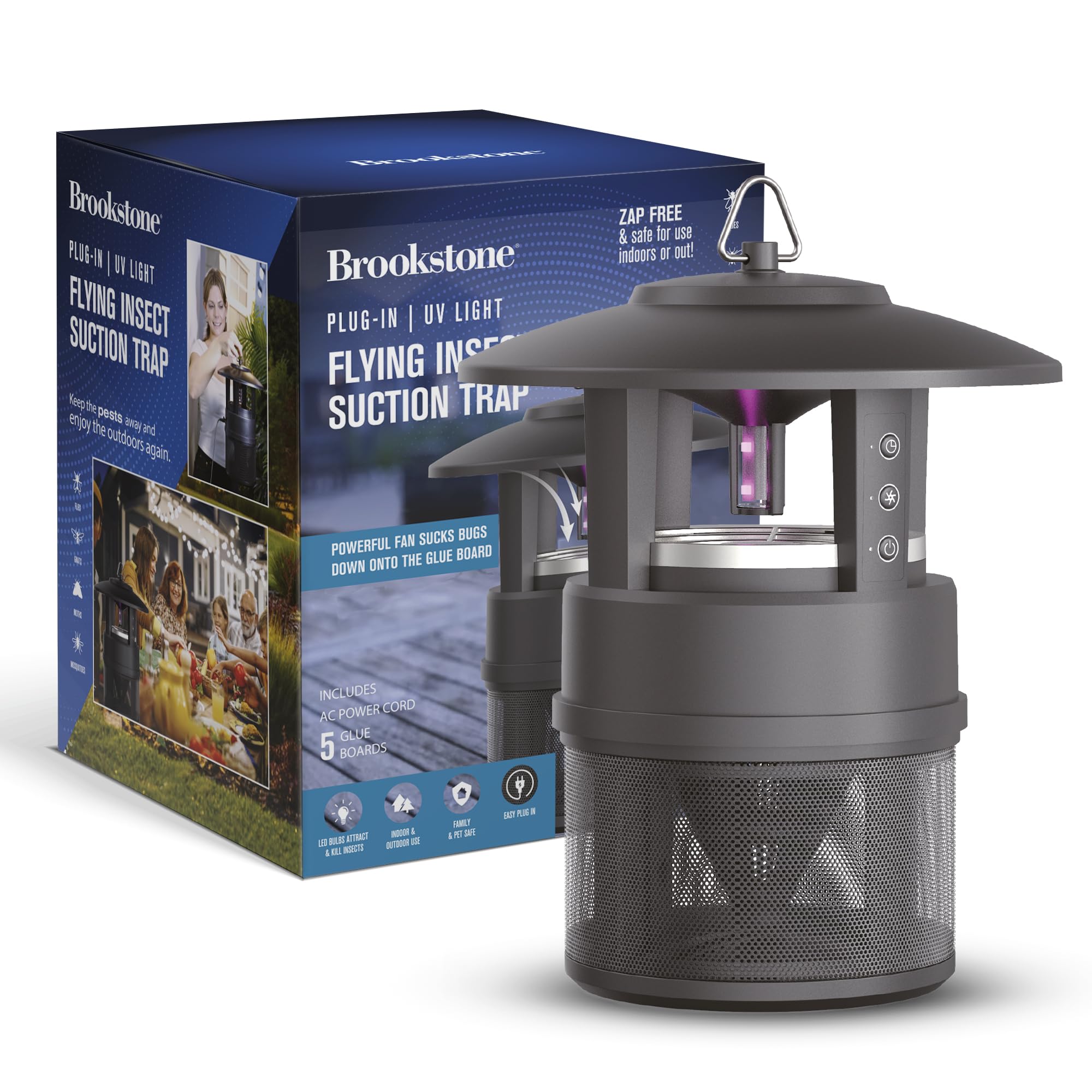brookstone-plug-in-uv-light-insect-trap-ultra-quiet-fan-with-replaceable-glue-bo image 1