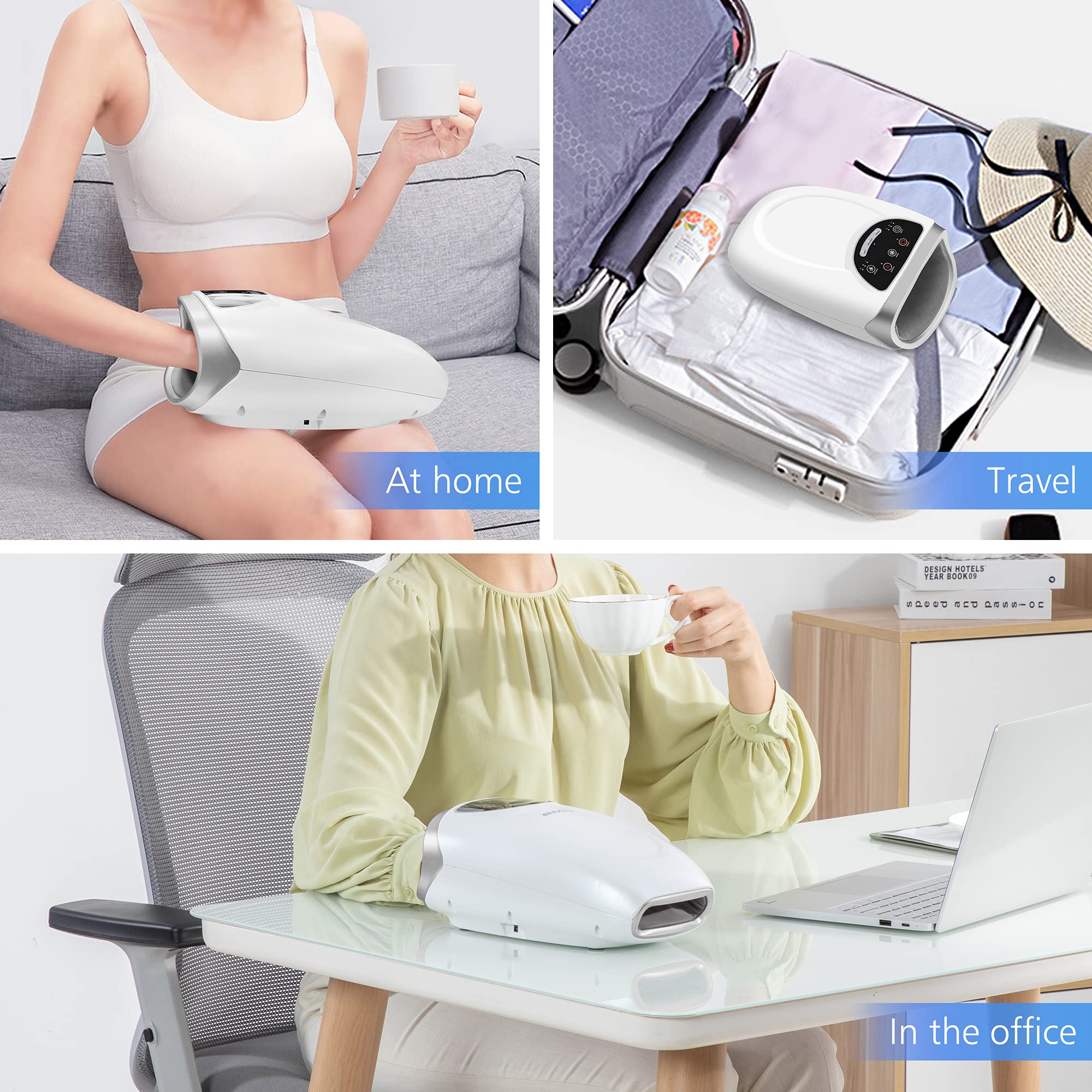 comfier-rechargeable-cordless-hand-massager-with-heat-compression-classic-white image 5
