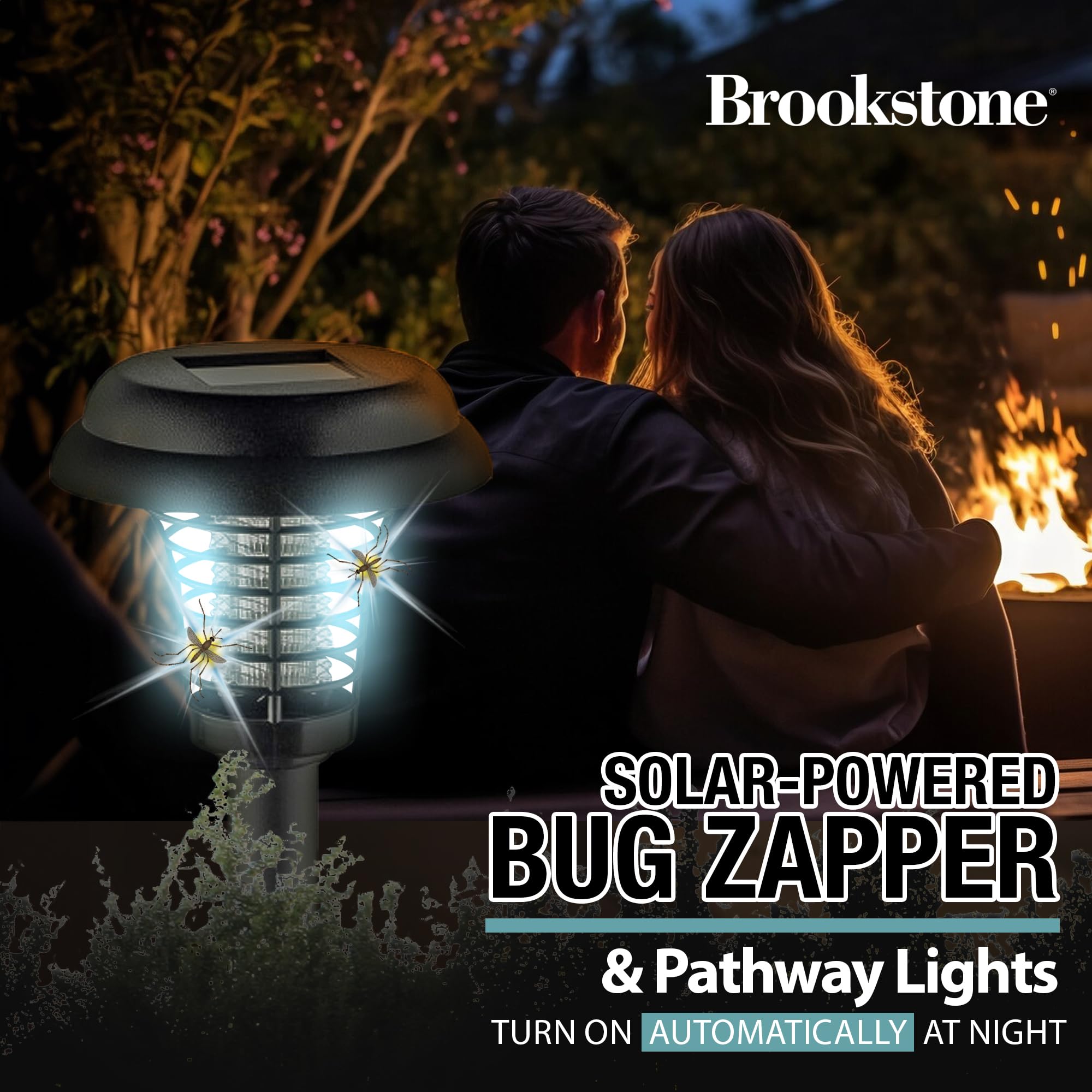 brookstone-solar-powered-bug-zapper-and-pathway-light-2-pack image 2