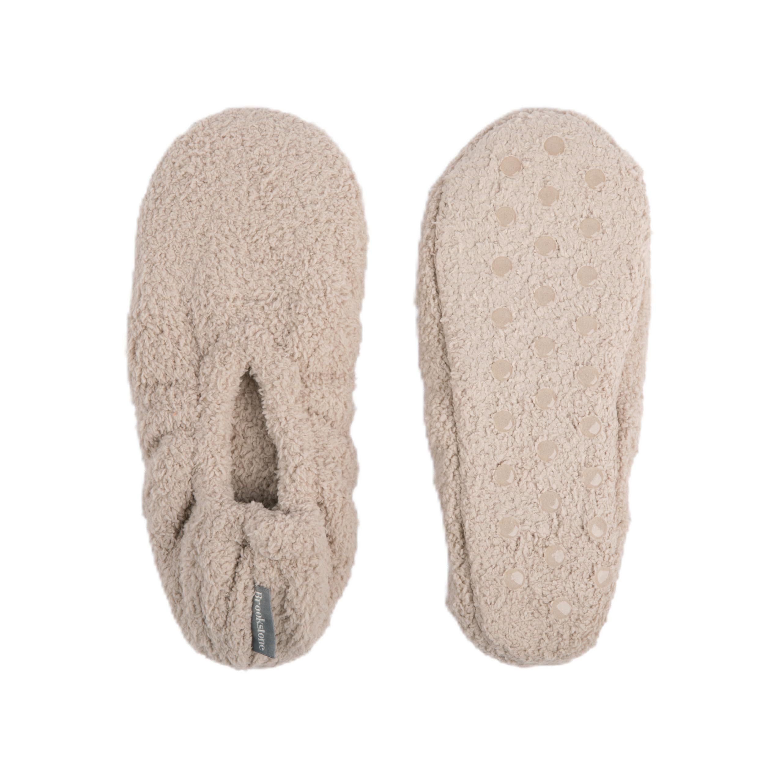 brookstone-plush-footies-memory-foam-slippers-with-ultra-soft-sherpa-non-skid-so image 3