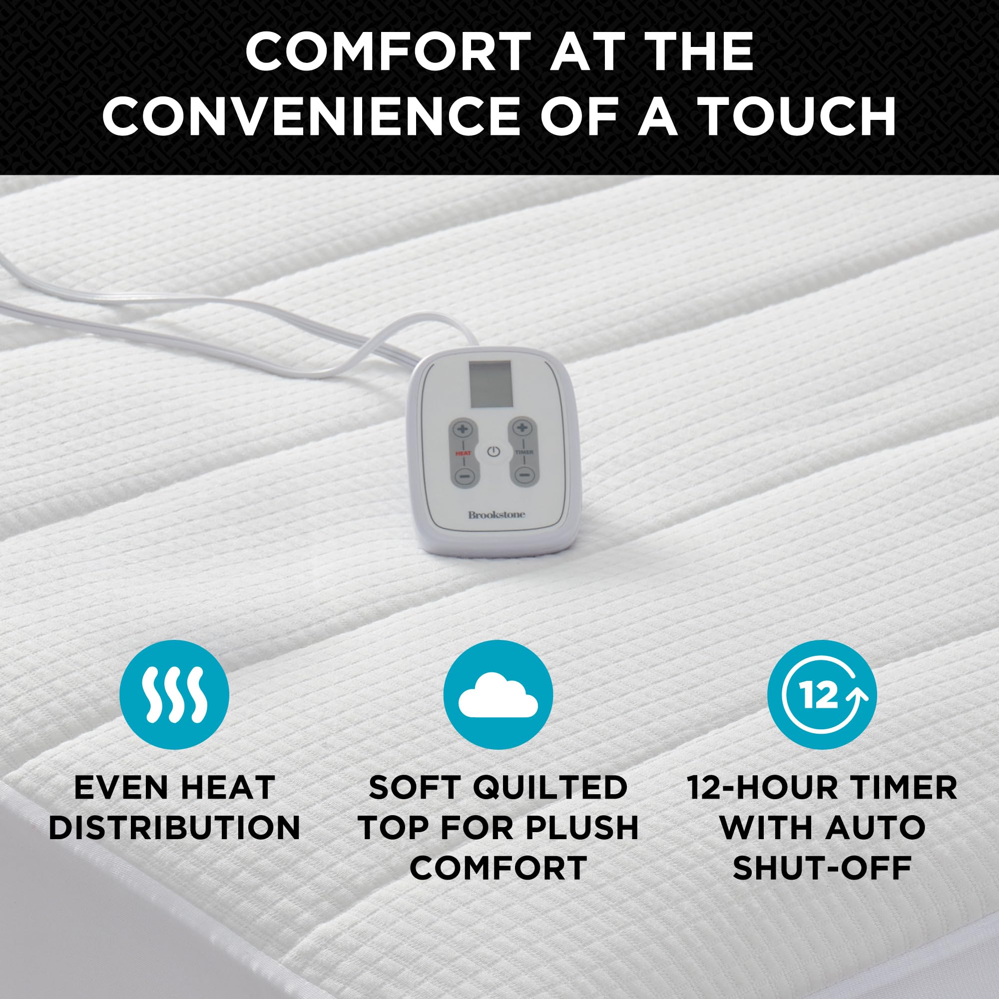 brookstone-matelass-knit-heated-mattress-pad-twin-size-10-heat-settings-auto-shu image 3