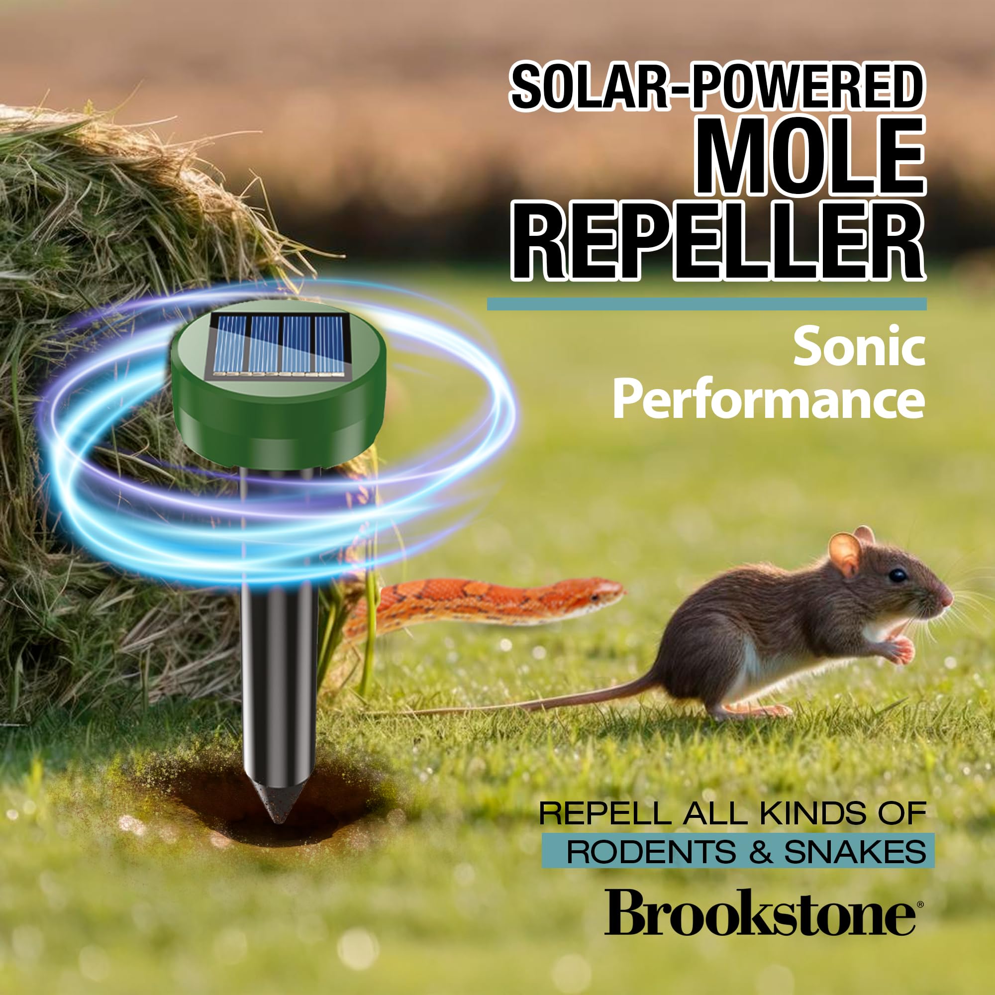 brookstone-solar-powered-yard-repeller-4-pack-ultrasonic-vibration-ground-device image 2