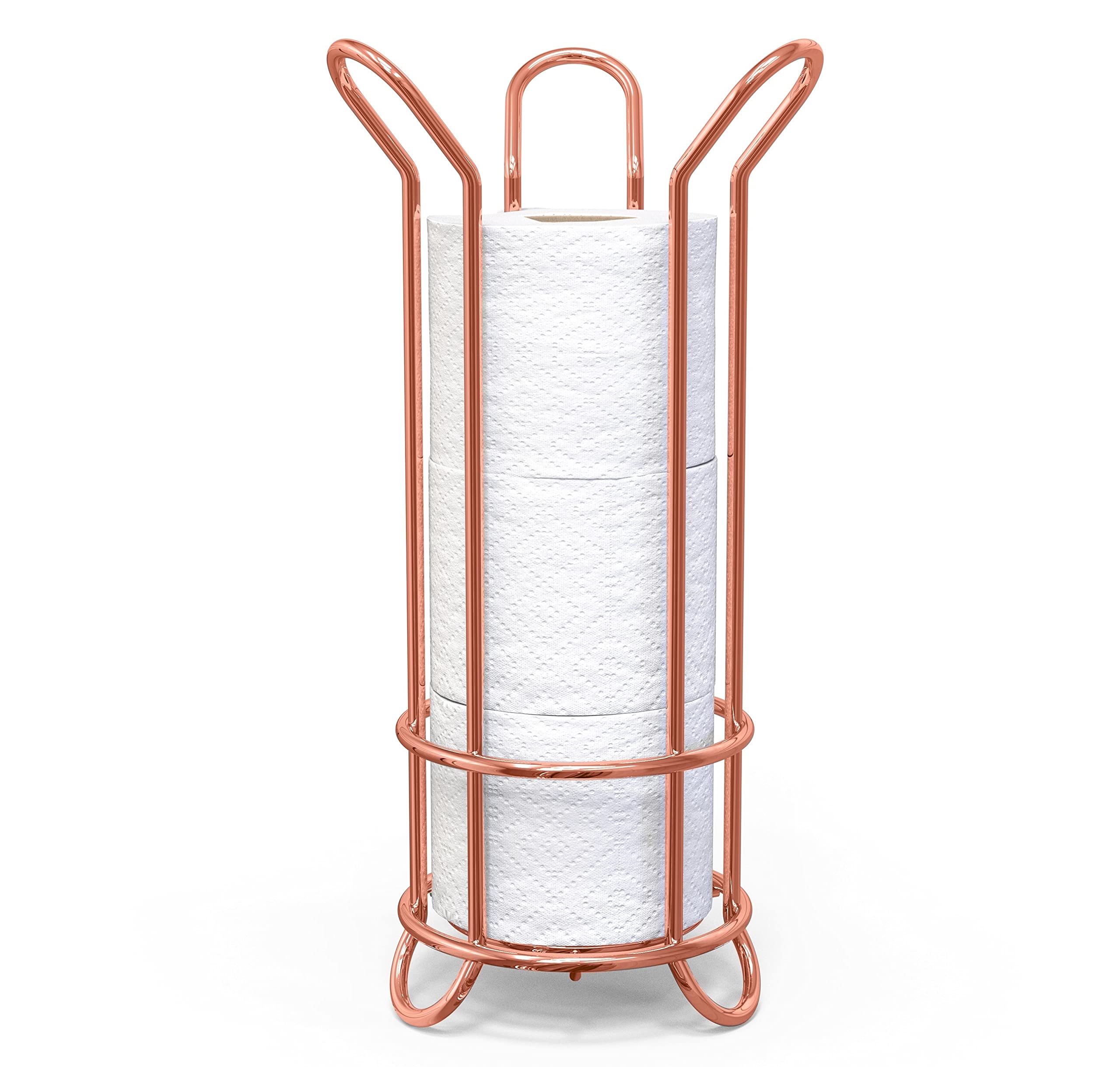 brookstone-rose-gold-freestanding-toilet-paper-holder-holds-3-xl-mega-rolls-no-a image 1