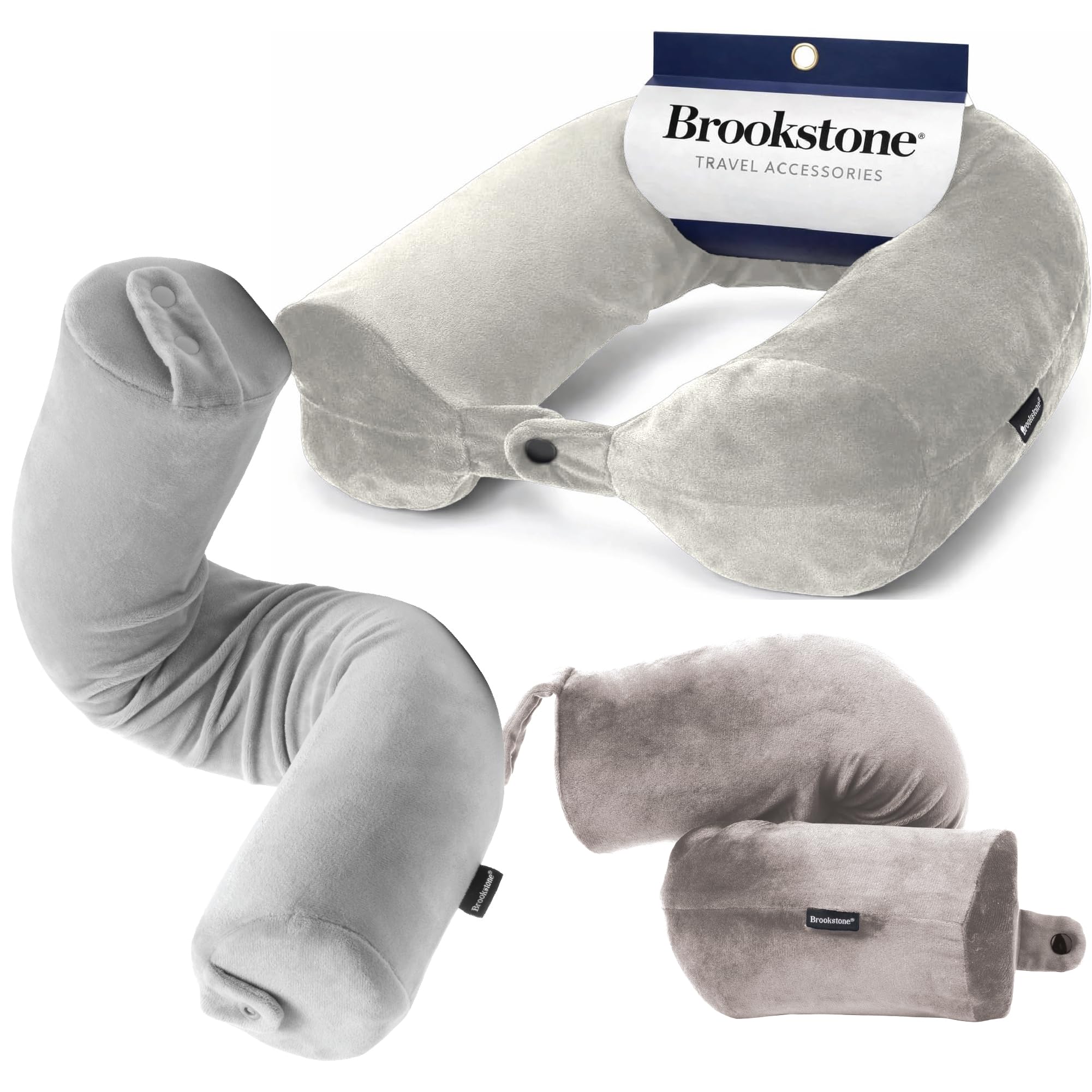 brookstone-free-form-travel-pillow-flexible-memory-foam-neck-pillow-with-adjusta image 8