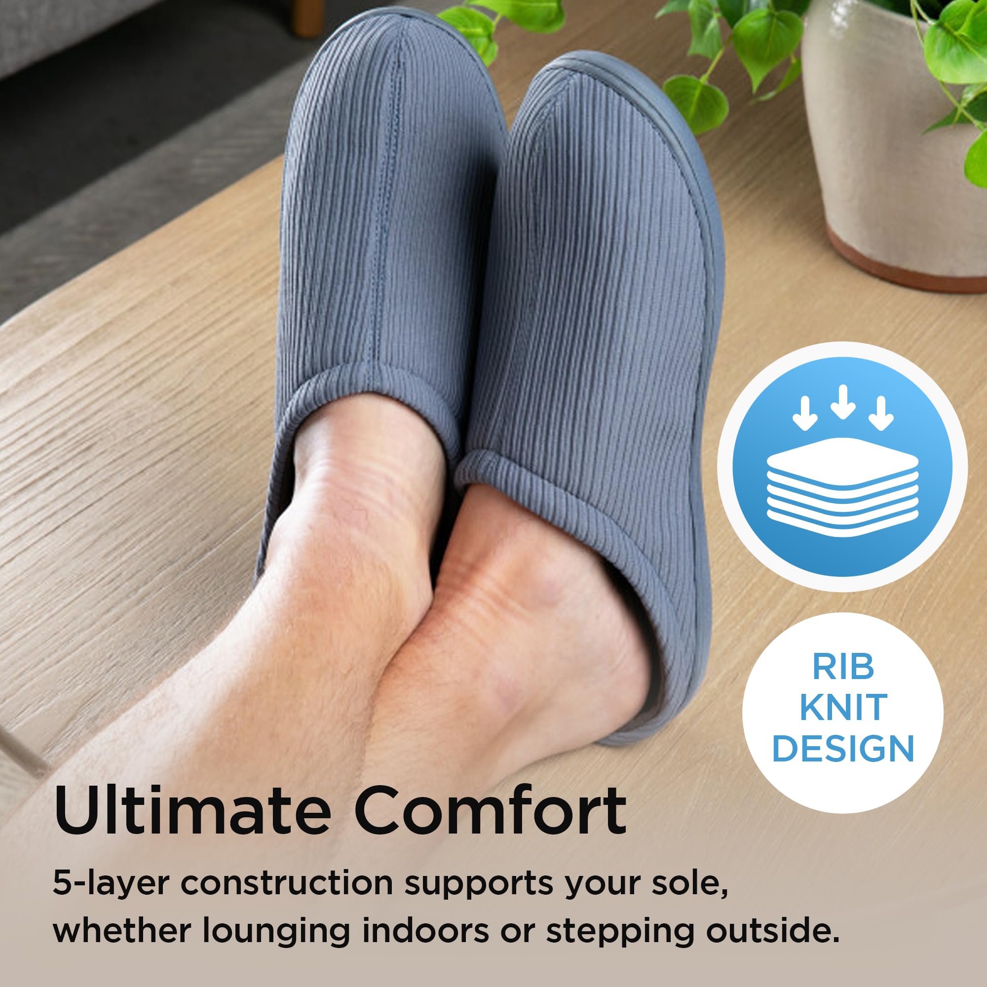 brookstone-classic-comfort-memory-foam-men-s-indoor-slippers-warm-soft-plush-lin image 3