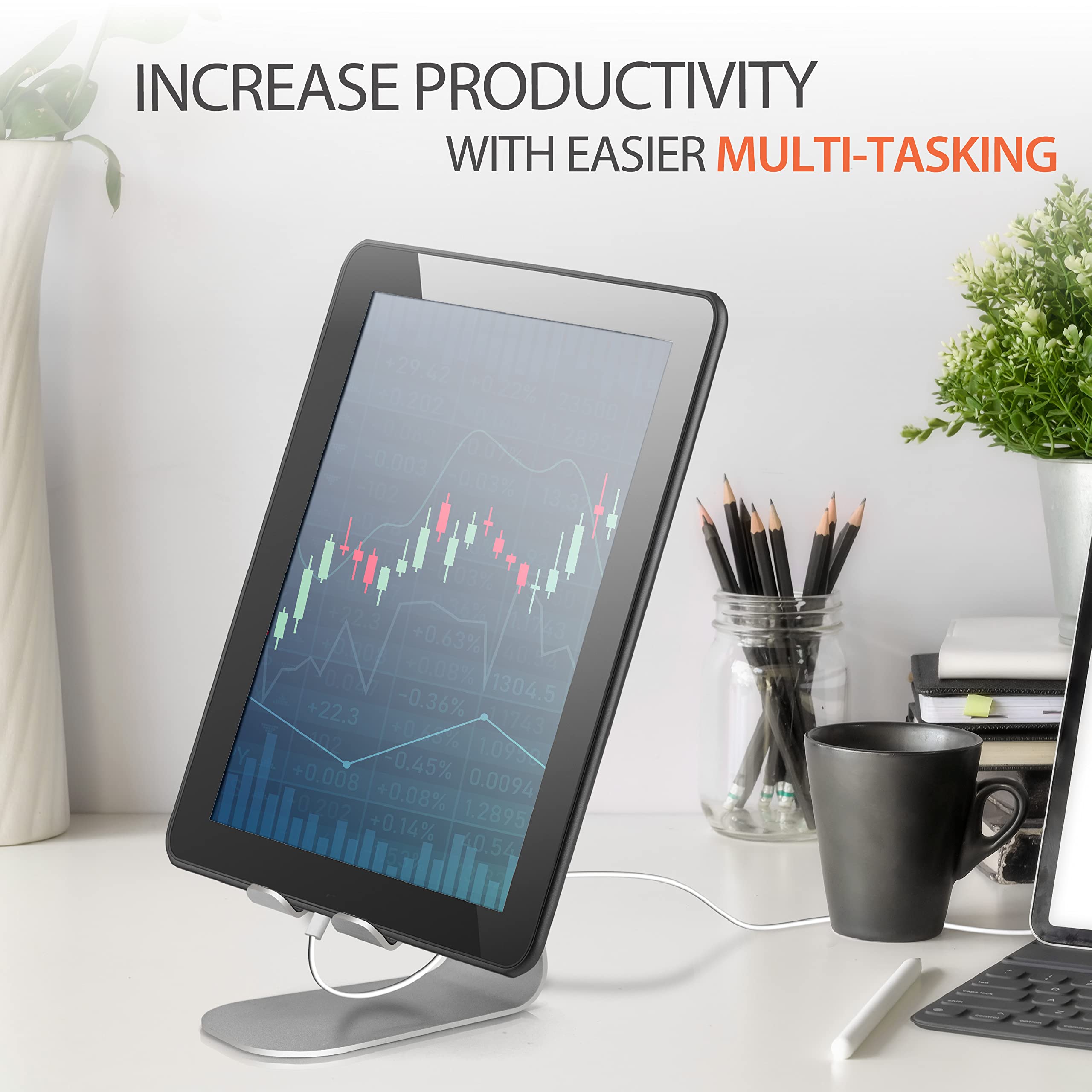 brookstone-adjustable-tablet-stand-minimalist-metal-desktop-holder-silicone-grip image 4