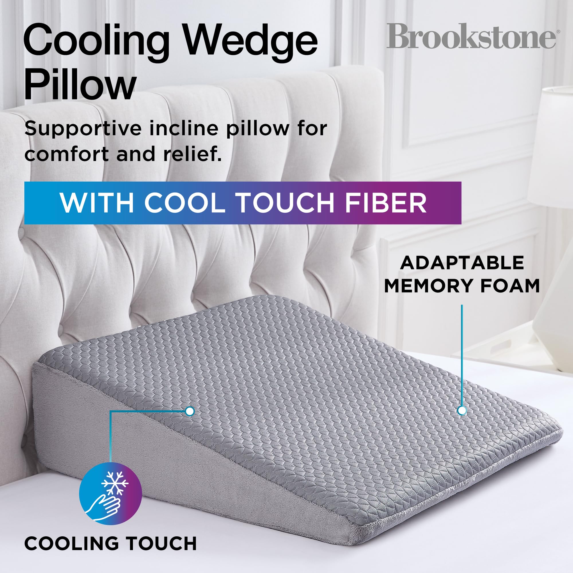 brookstone-cooling-comfort-bed-wedge-pillow-supportive-memory-foam-multi-positio image 2