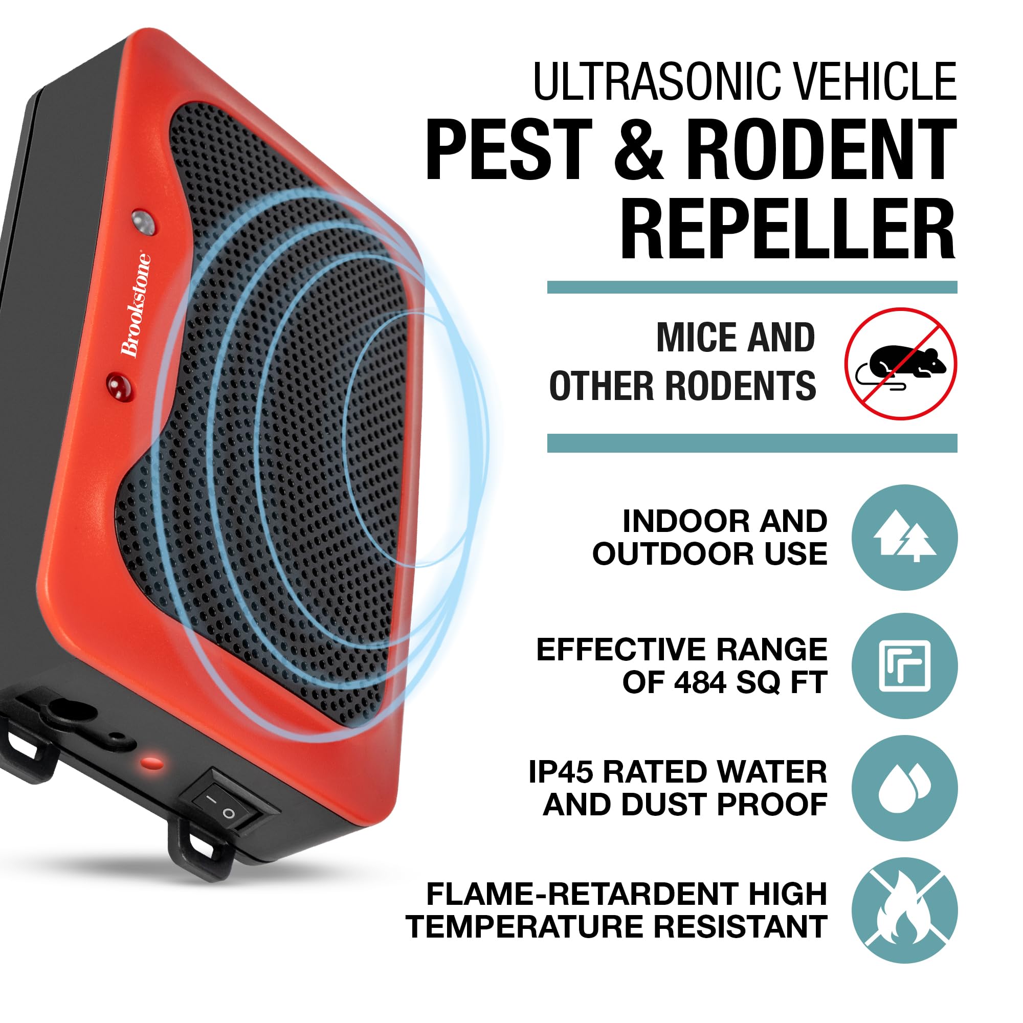 brookstone-ultrasonic-vehicle-pest-rodent-repeller-ultrasonic-waves-strobe-light image 6