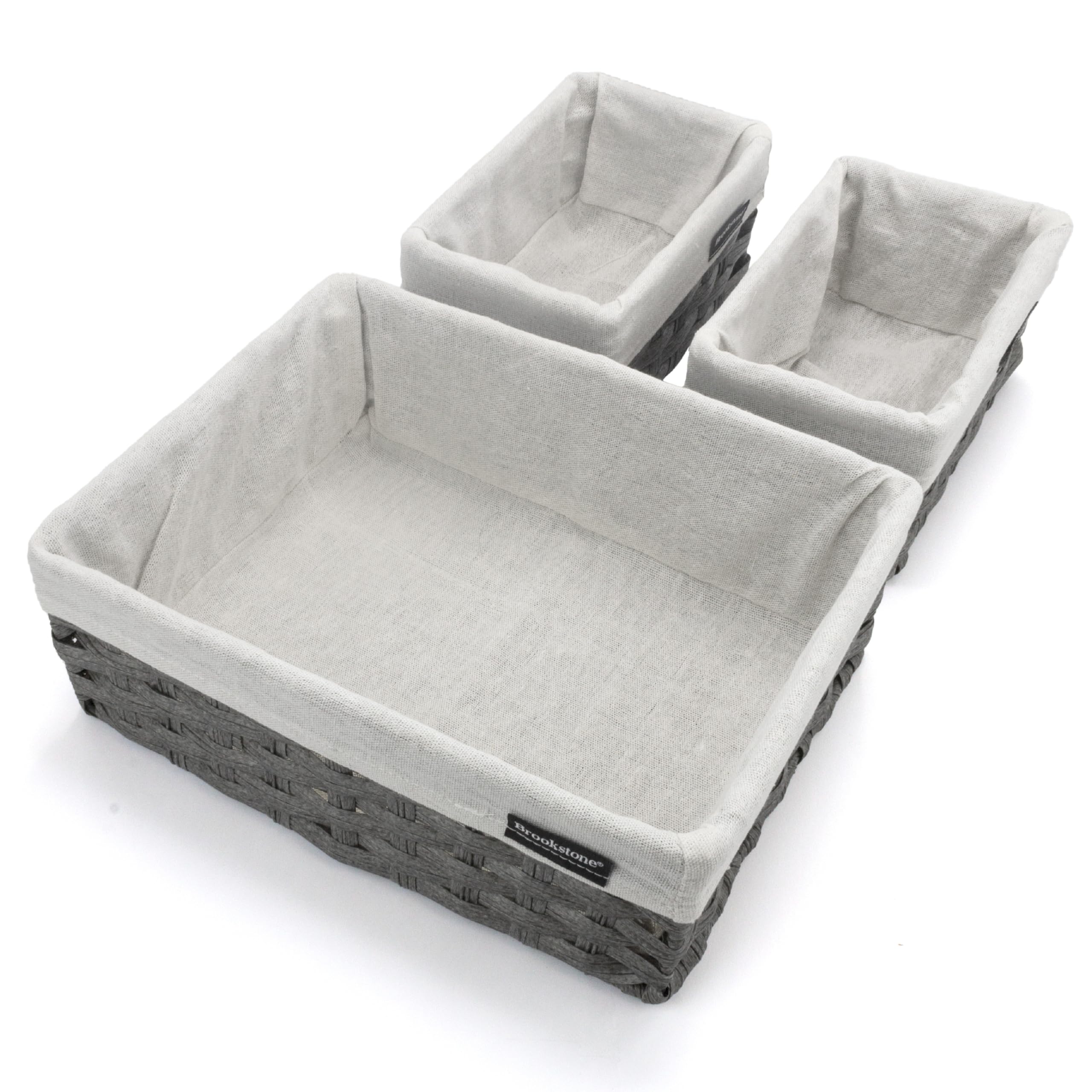 brookstone-over-the-toilet-tank-wicker-storage-basket-set-2-pack-grey-with-fabri image 7