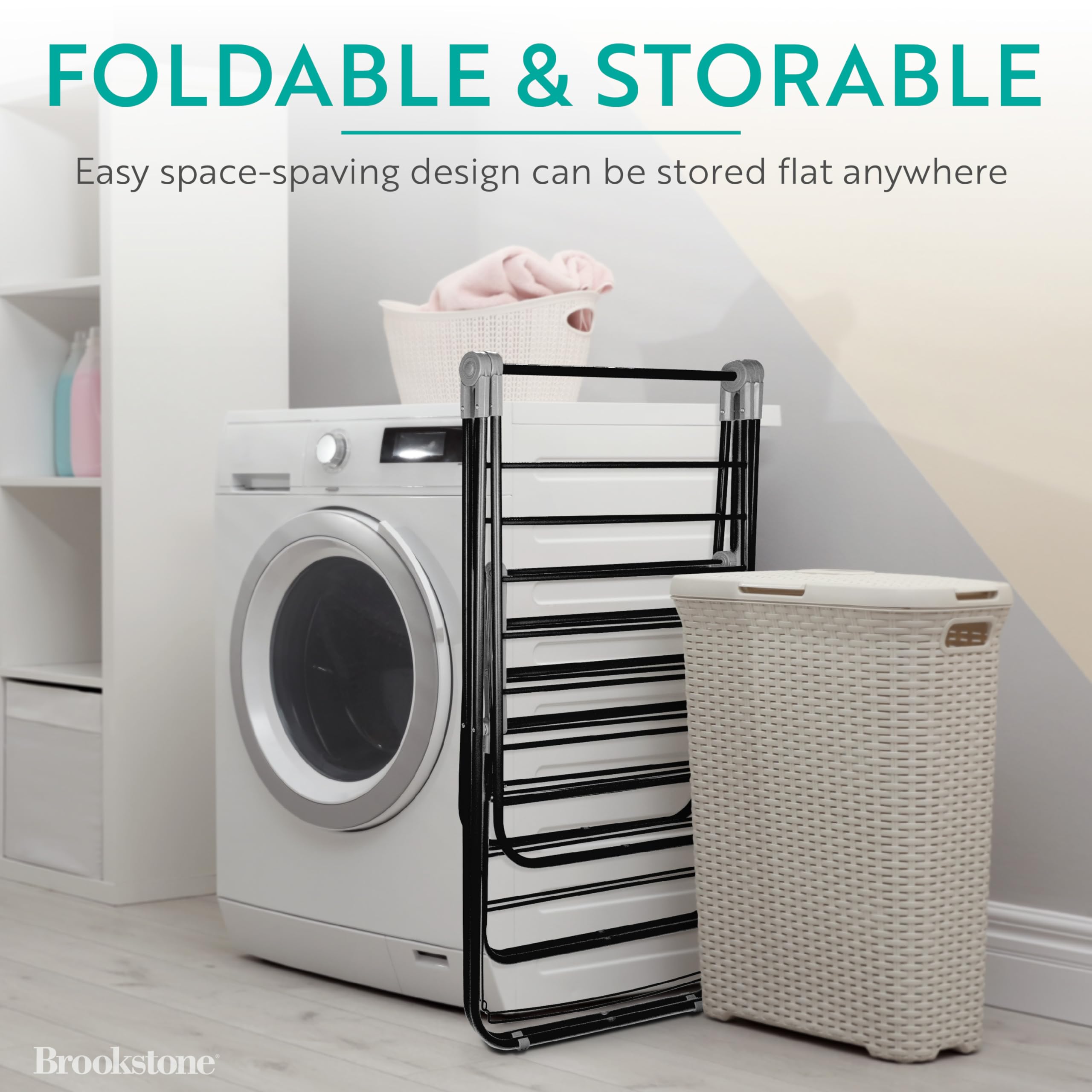brookstone-2-tier-folding-drying-rack-heavy-duty-collapsible-laundry-clothes-dry image 2