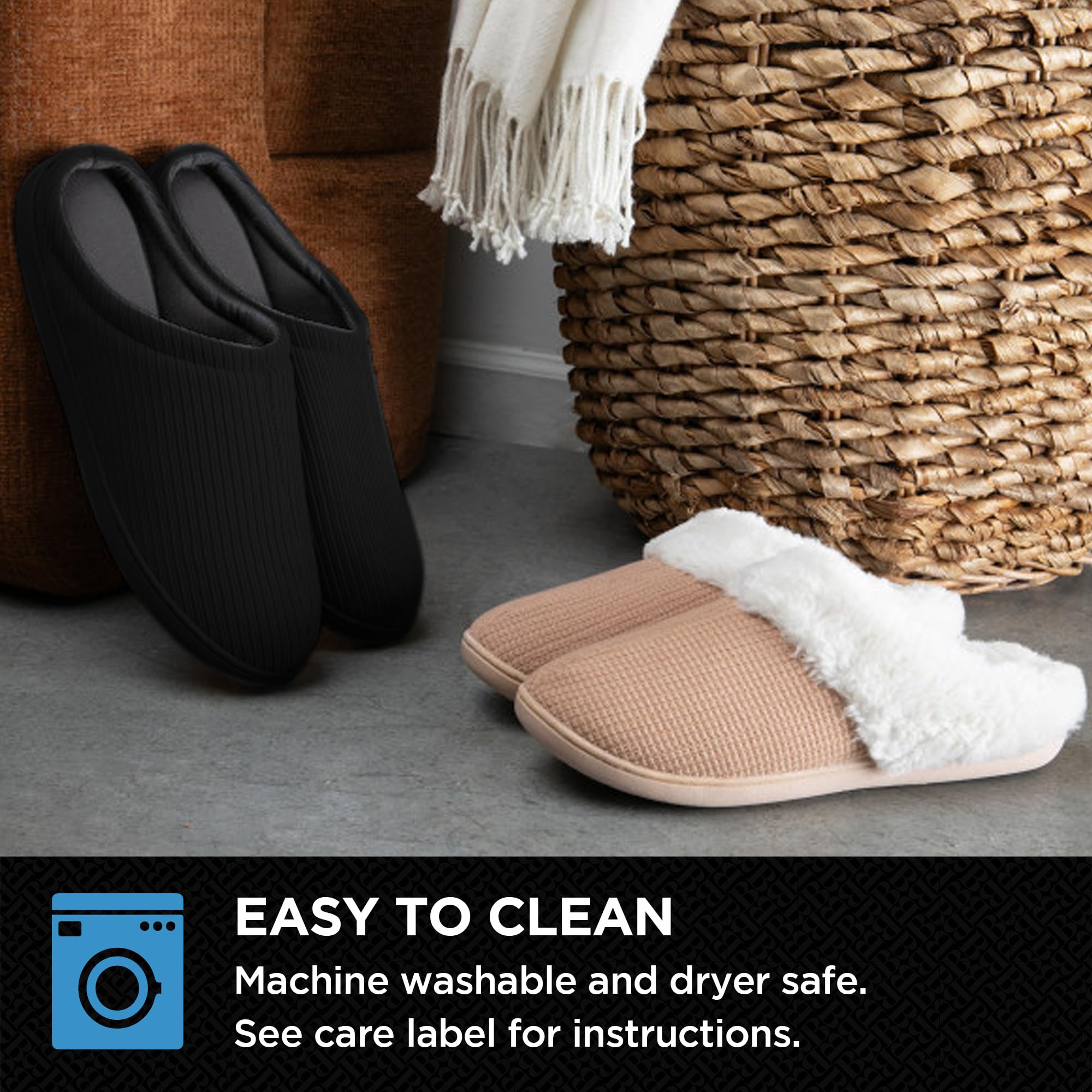 brookstone-classic-comfort-memory-foam-indoor-slippers-for-women-plush-non-slip- image 4