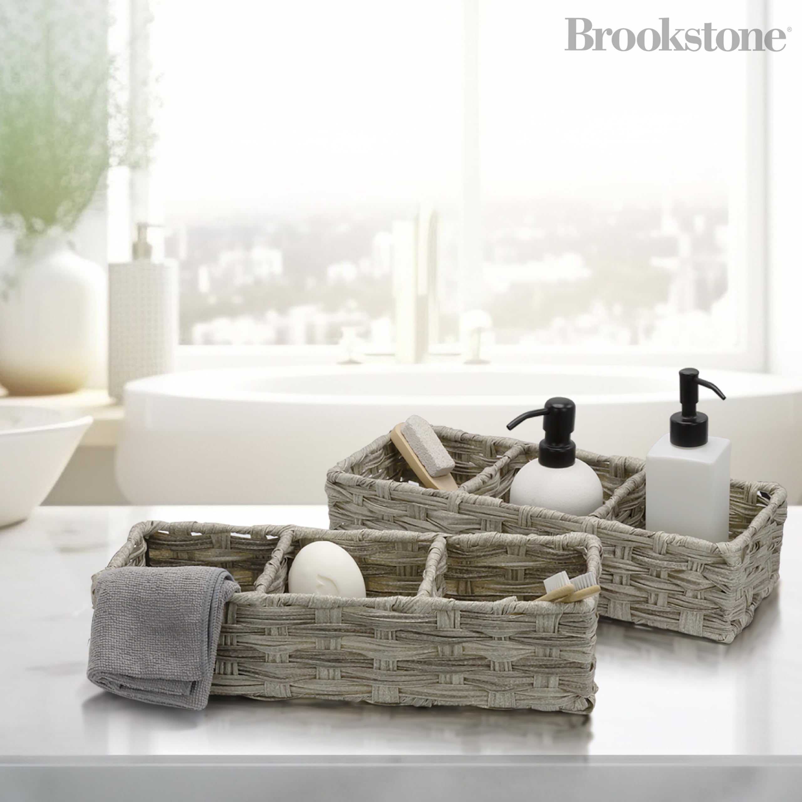 brookstone-wicker-storage-basket-2-pack-boho-woven-organizer-with-sturdy-handles image 3