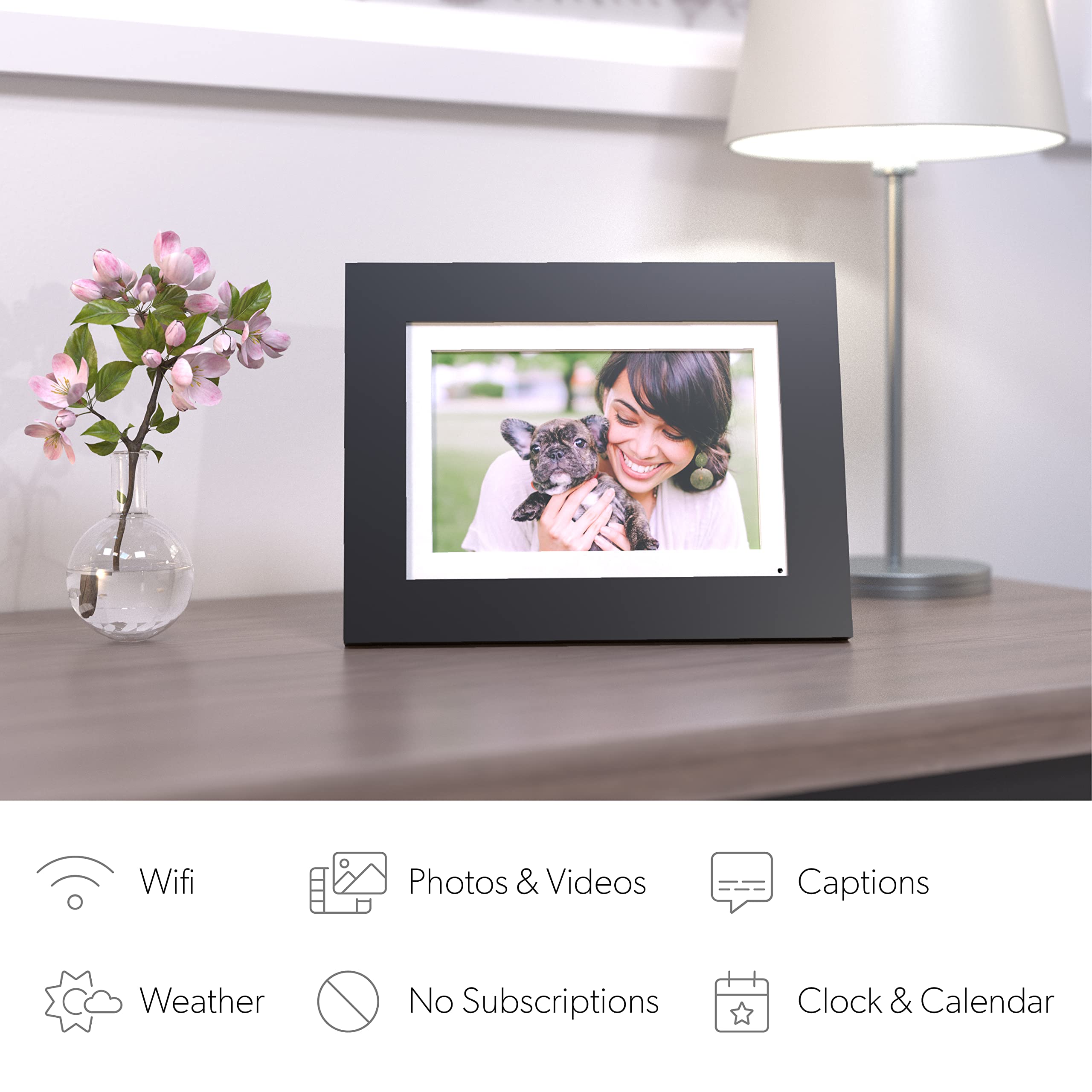 brookstone-photoshare-8-wifi-digital-photo-frame-black-wood-end-to-end-encryptio image 3