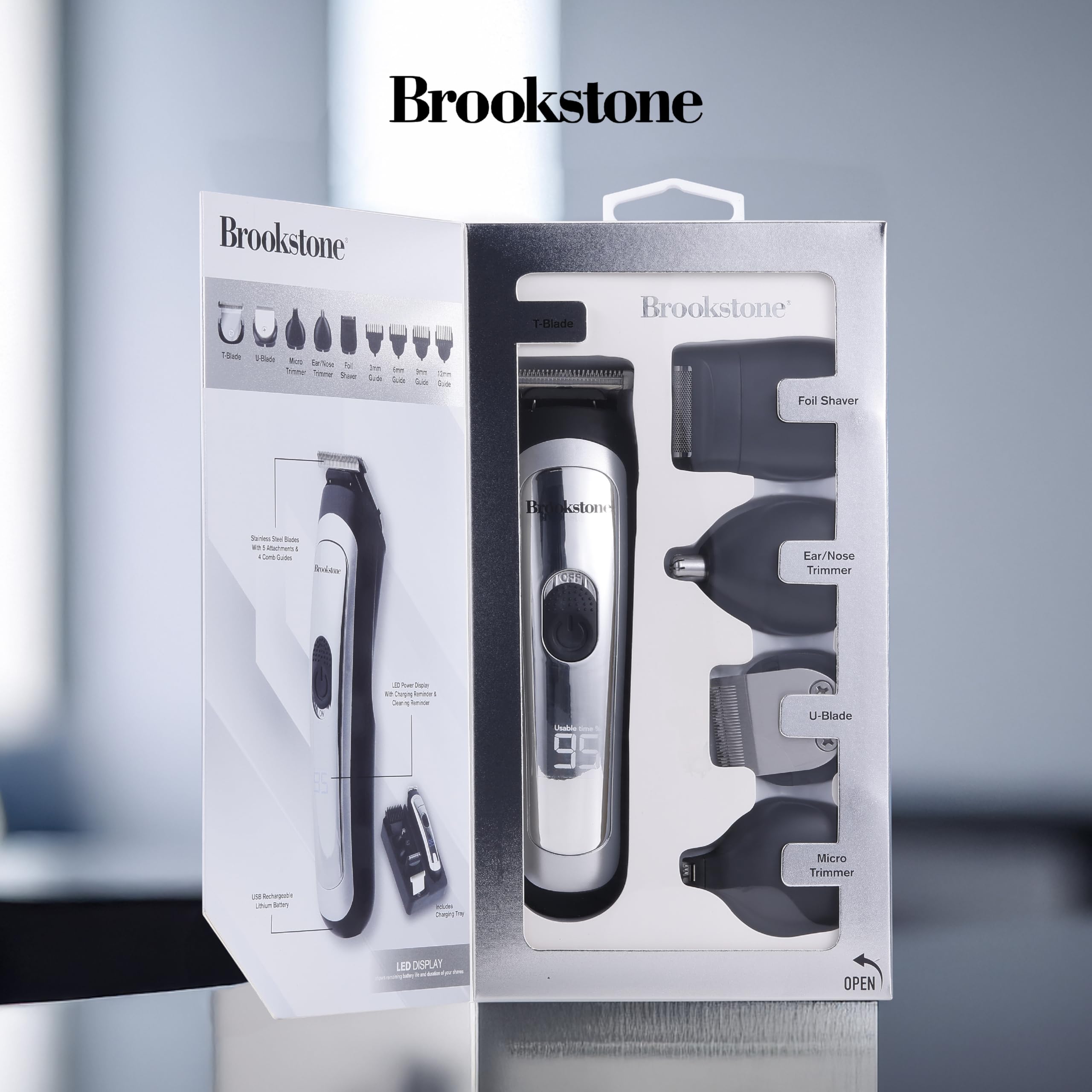 brookstone-hair-beard-trimmer-kit-14-piece-precision-grooming-set-for-hair-beard image 6