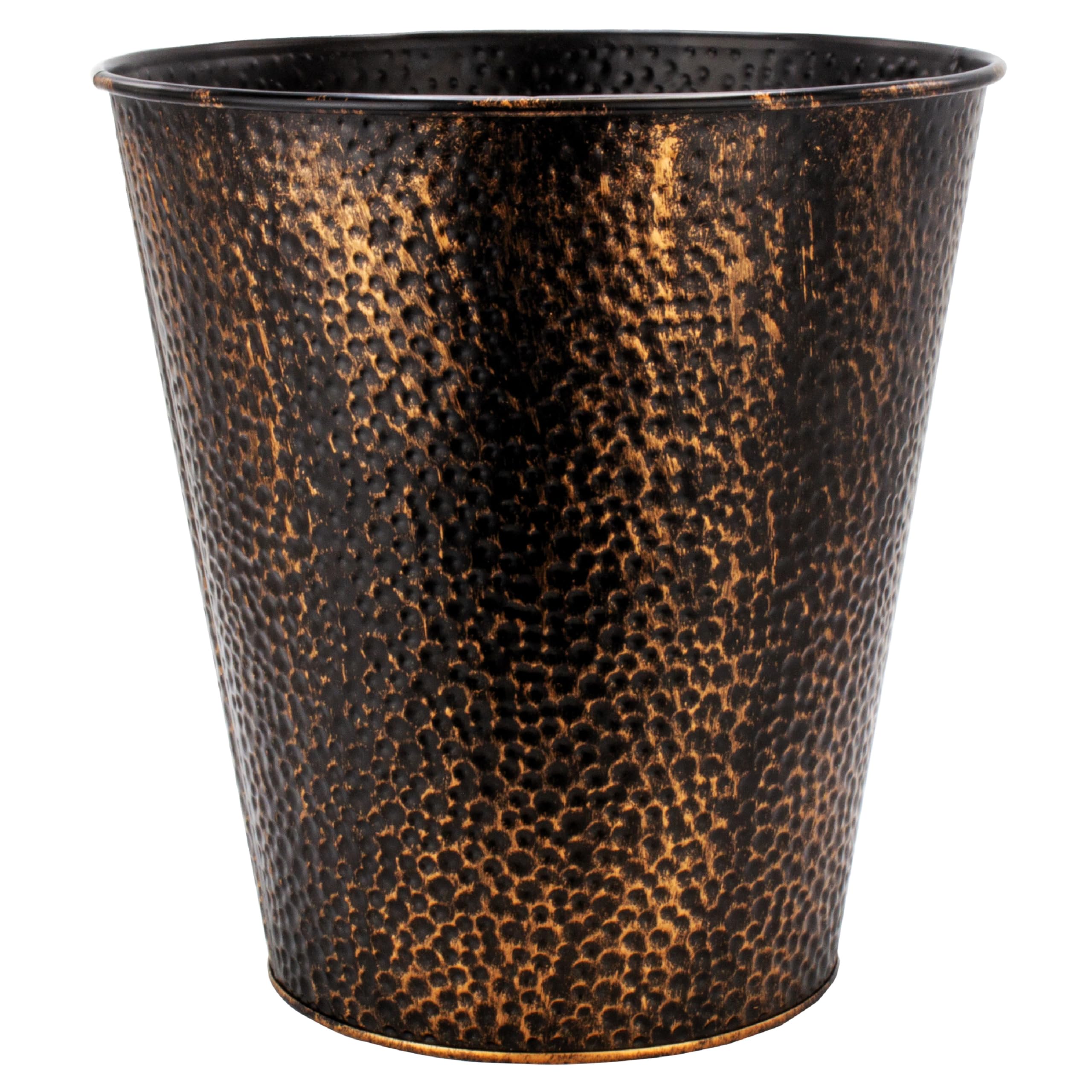 brookstone-decorative-metallic-bronze-waste-basket-trash-can-stylish-2-4-gallon- image 1