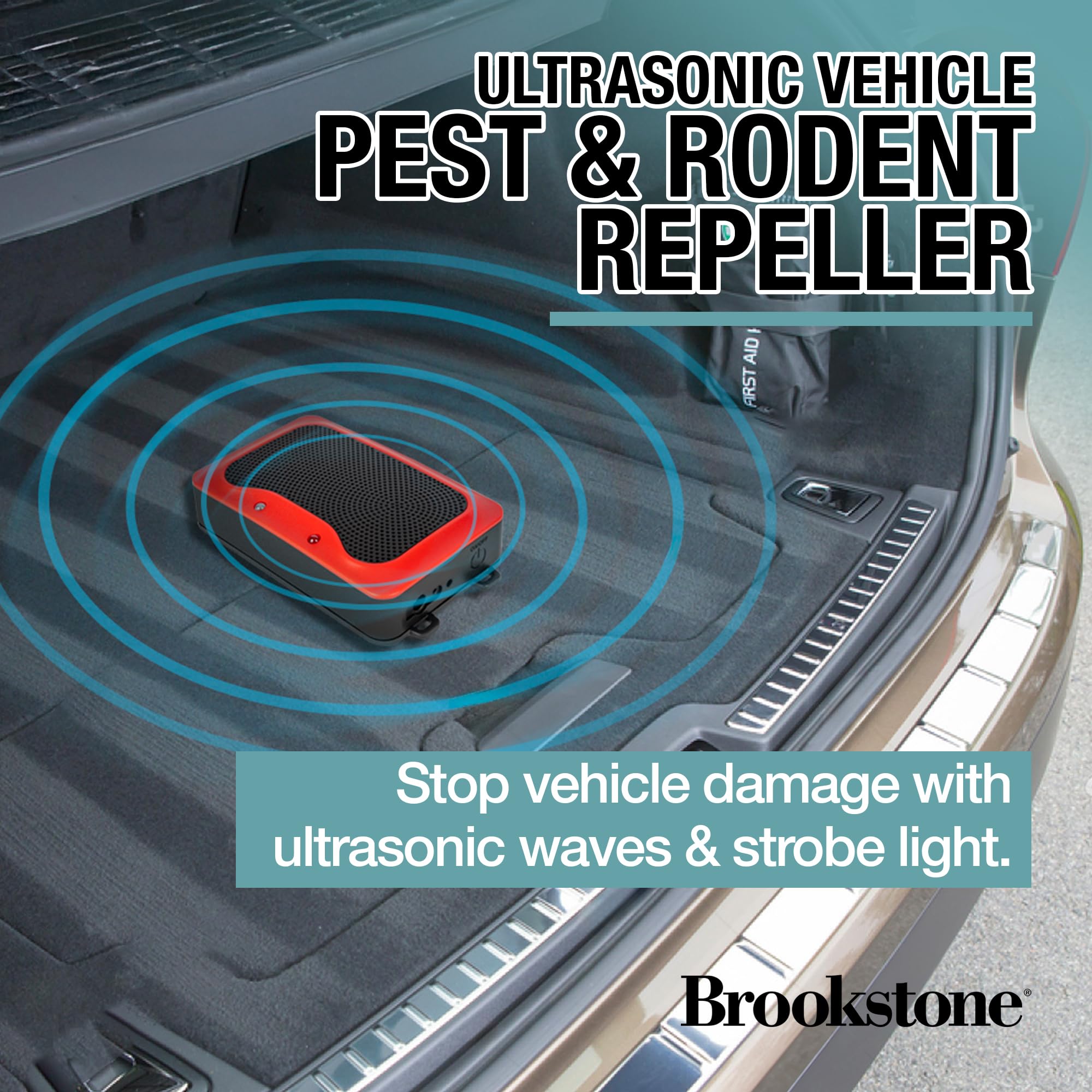 brookstone-ultrasonic-vehicle-pest-rodent-repeller-ultrasonic-waves-strobe-light image 2