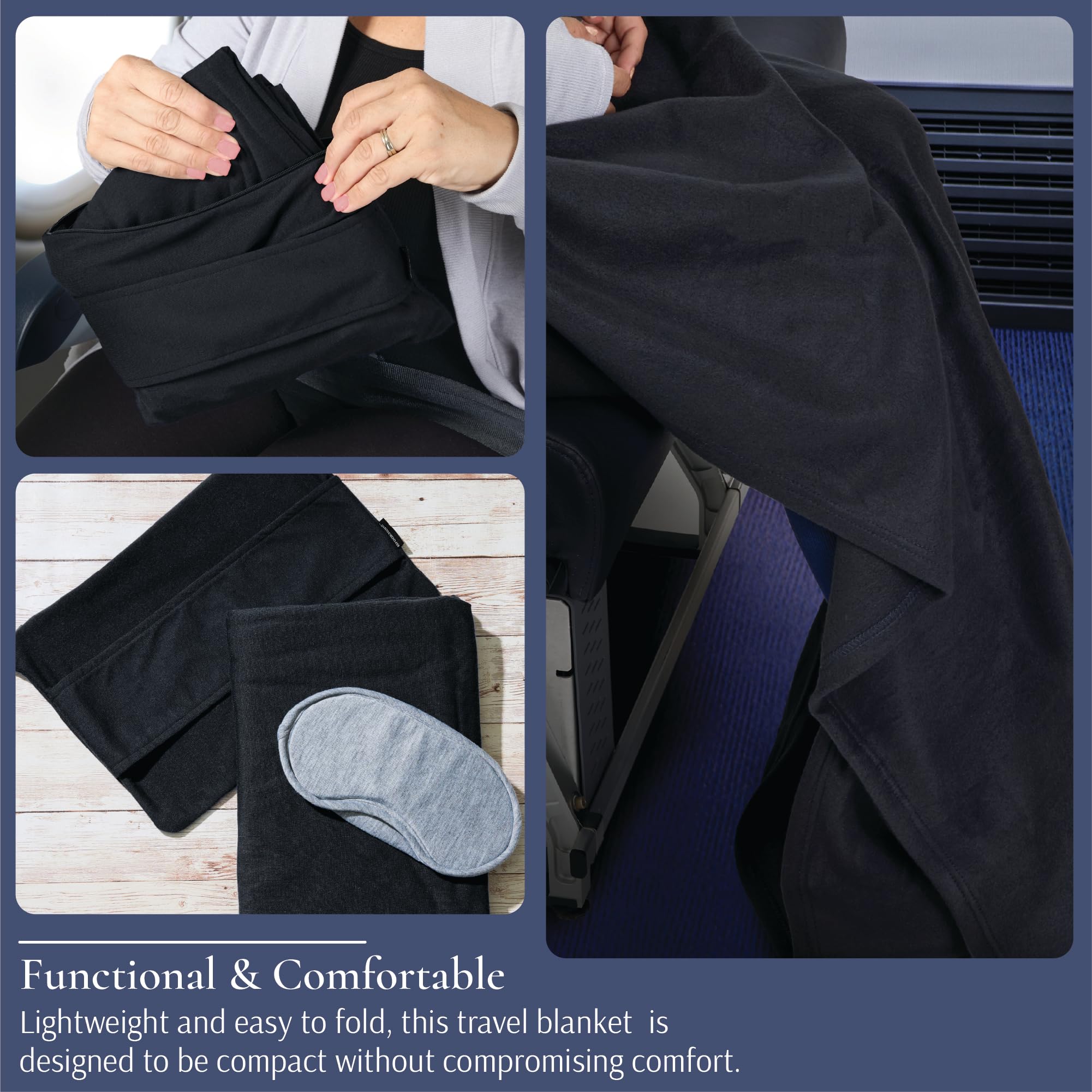 brookstone-2-in-1-travel-blanket-and-pillow-with-carrying-pouch-black image 4