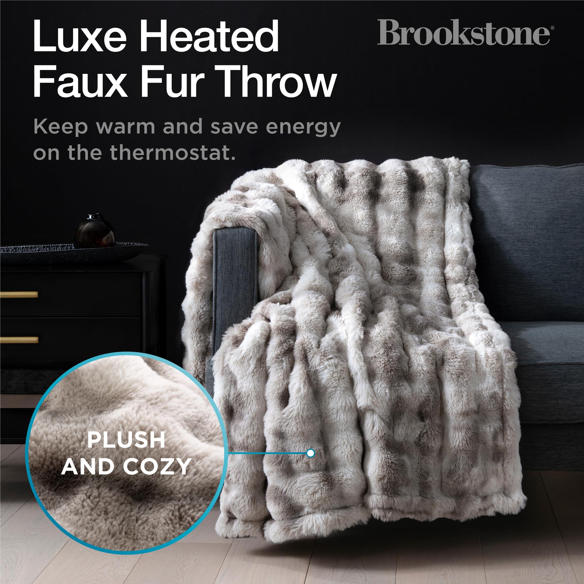 brookstone-heated-faux-fur-throw-blanket-electric-4-heat-settings-4-hour-auto-sh image 2