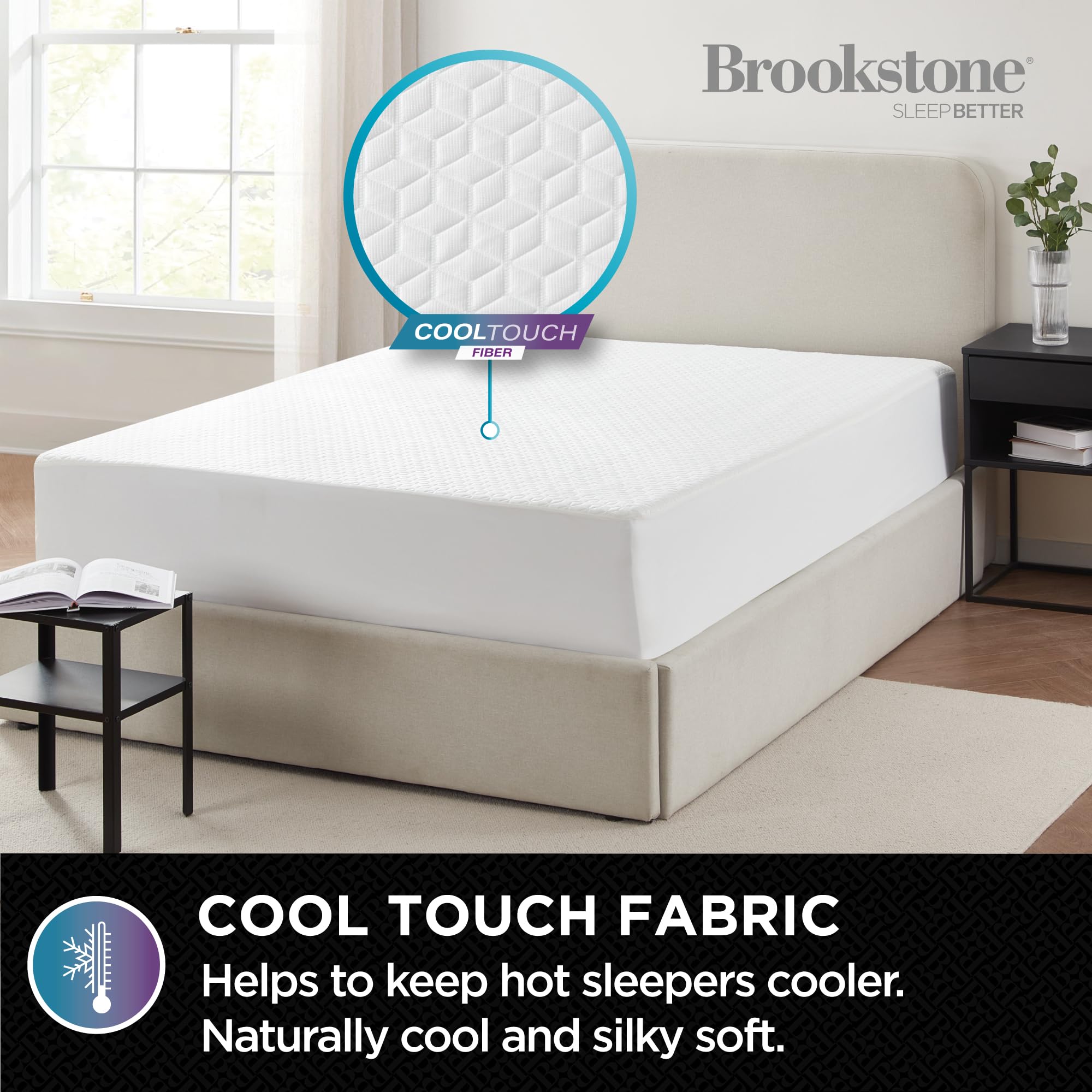 brookstone-ultimate-mattress-protector-with-cool-touch-premium-polyester-and-pol image 3
