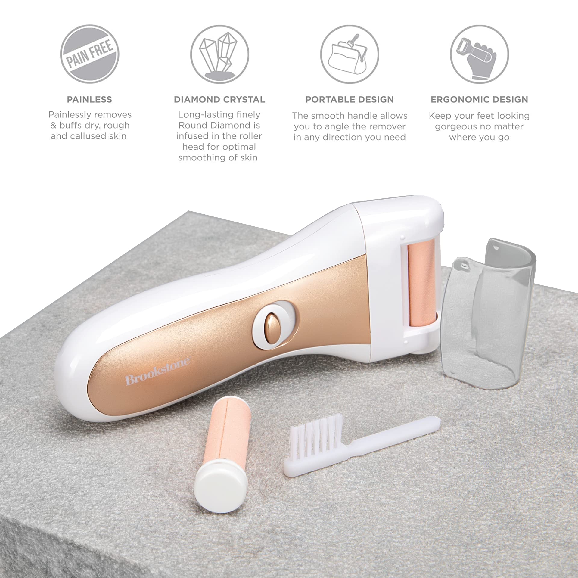 brookstone-electric-callus-remover-with-3-replacement-diamond-rollers-rose-gold- image 4