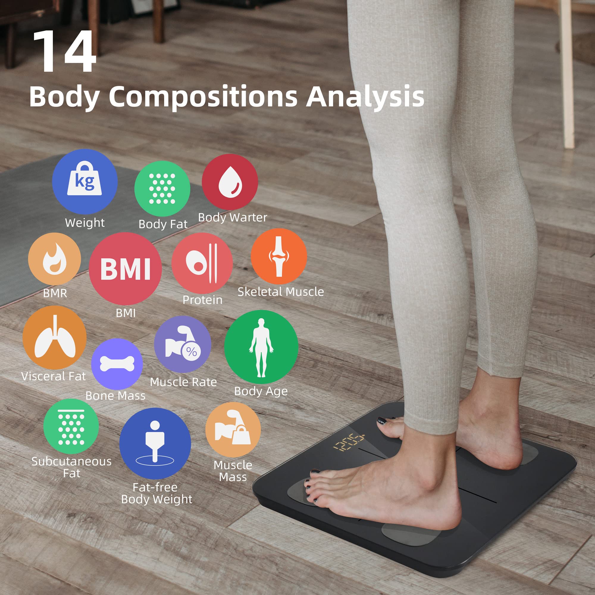 comfier-smart-body-fat-scale-accurate-digital-bathroom-scale-with-app-14-body-co image 2