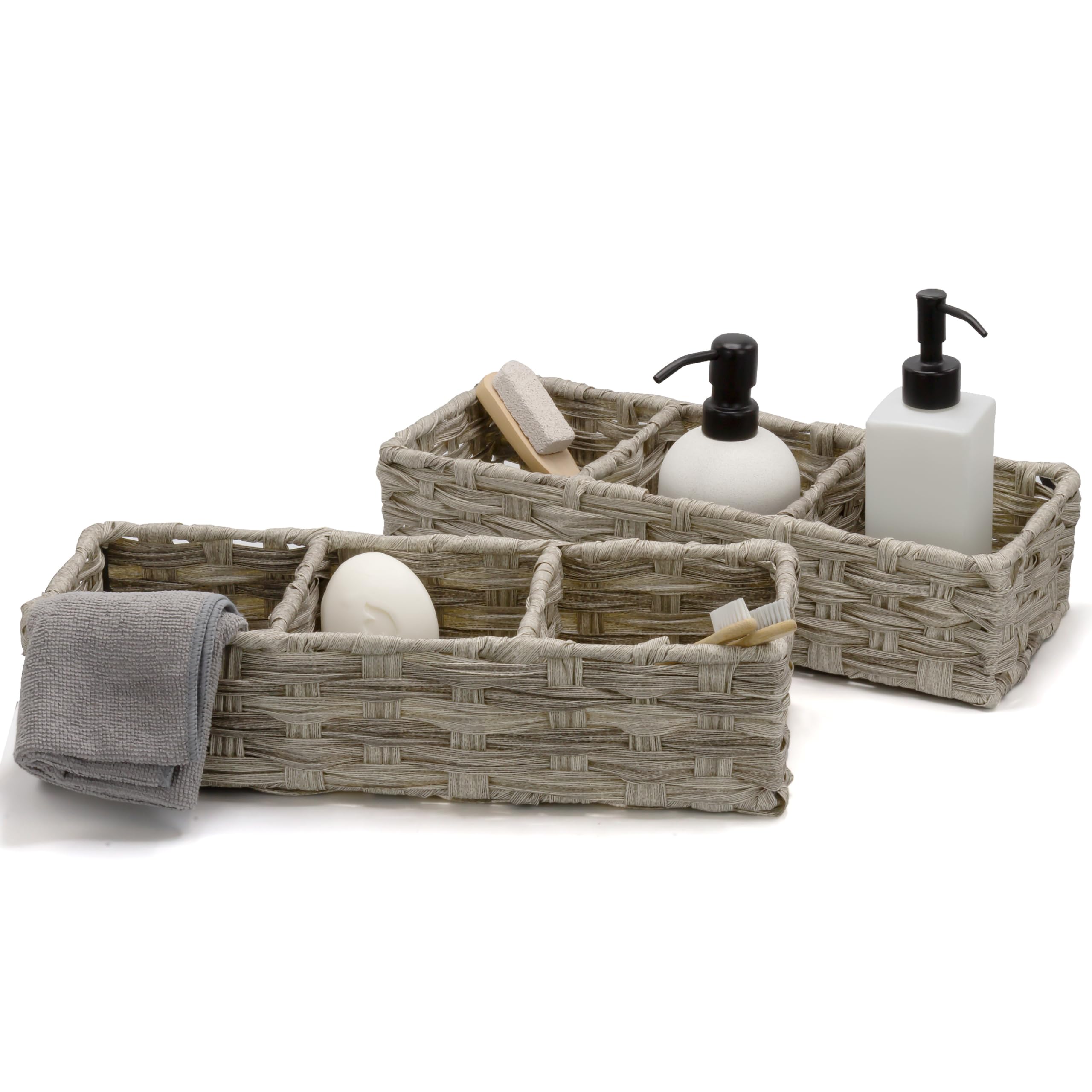 brookstone-wicker-storage-basket-2-pack-boho-woven-organizer-with-sturdy-handles image 6