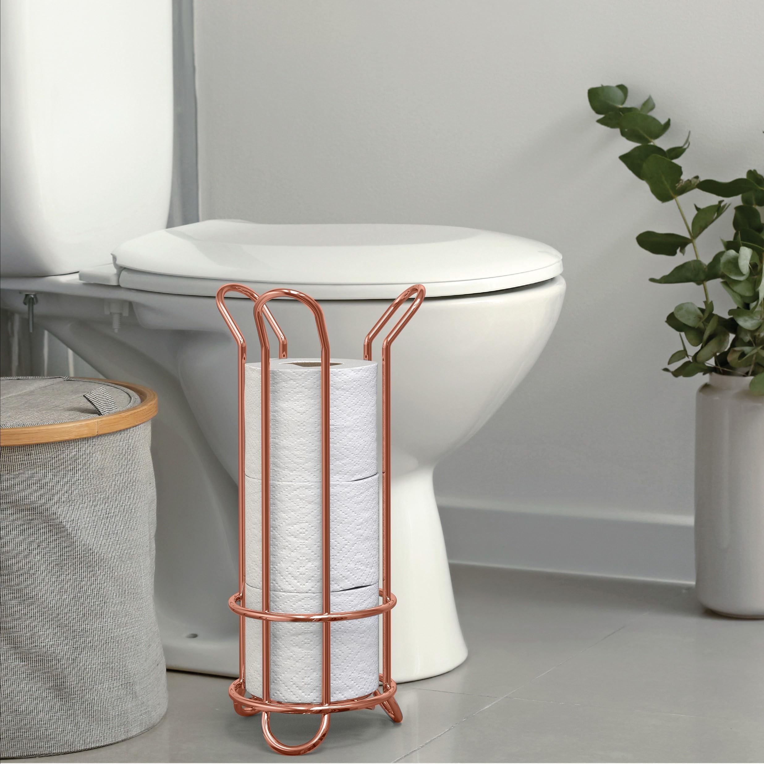 brookstone-rose-gold-freestanding-toilet-paper-holder-holds-3-xl-mega-rolls-no-a image 5