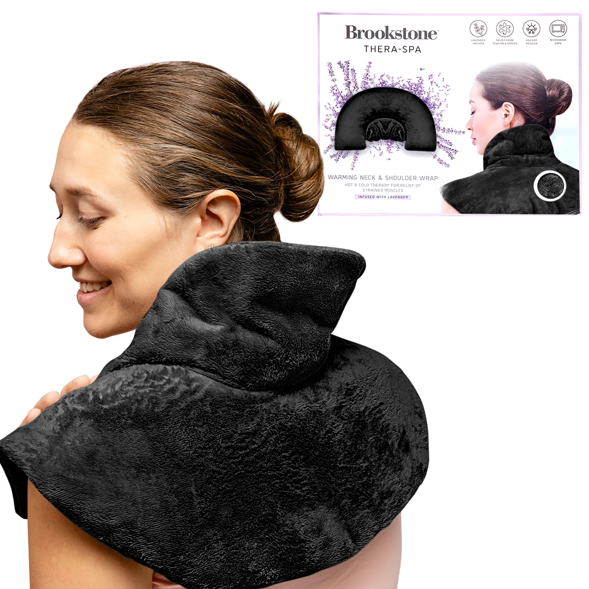 brookstone-thera-spa-cooling-warming-heated-neck-shoulder-wrap-lavender-infused- image 1