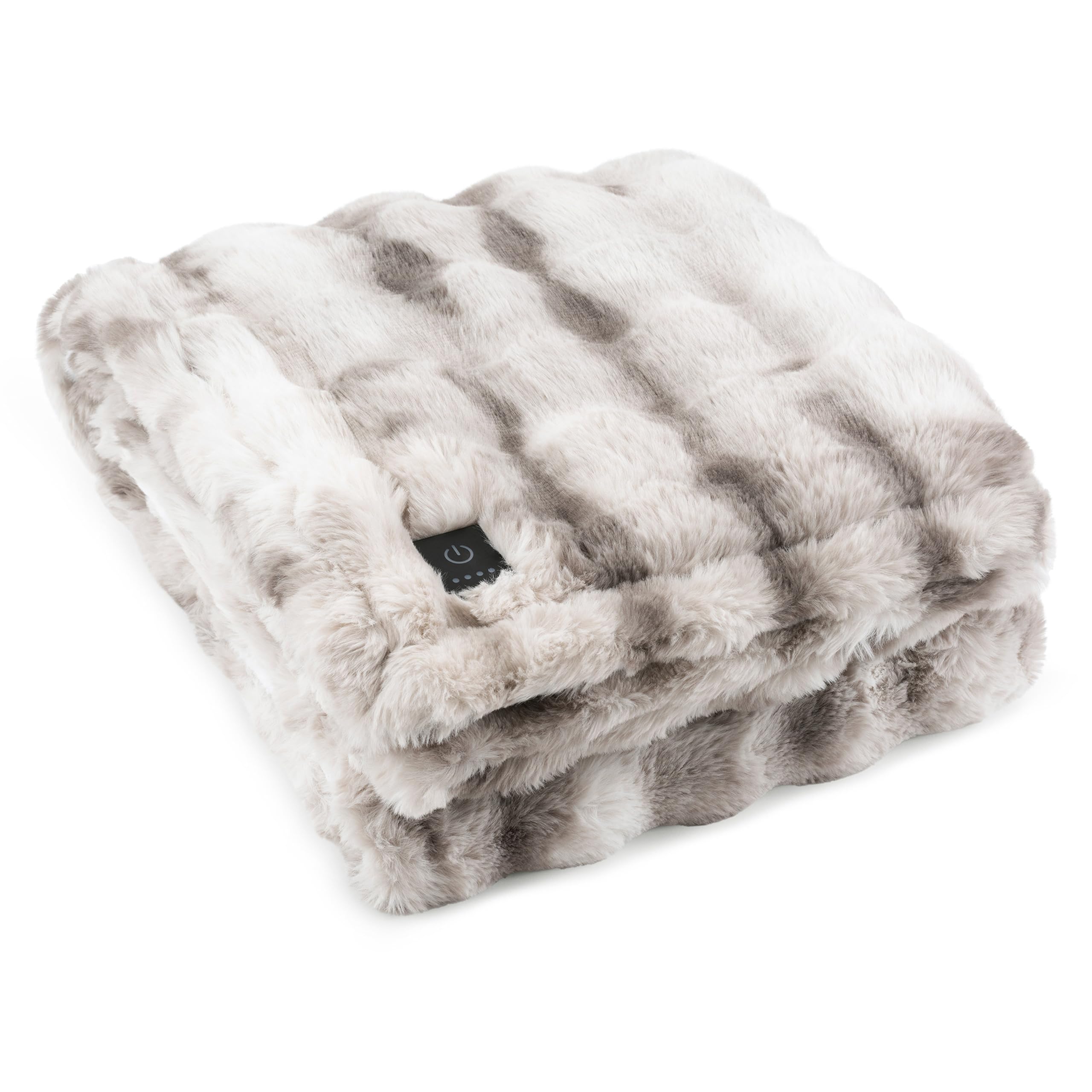 brookstone-heated-faux-fur-throw-blanket-electric-4-heat-settings-4-hour-auto-sh image 1