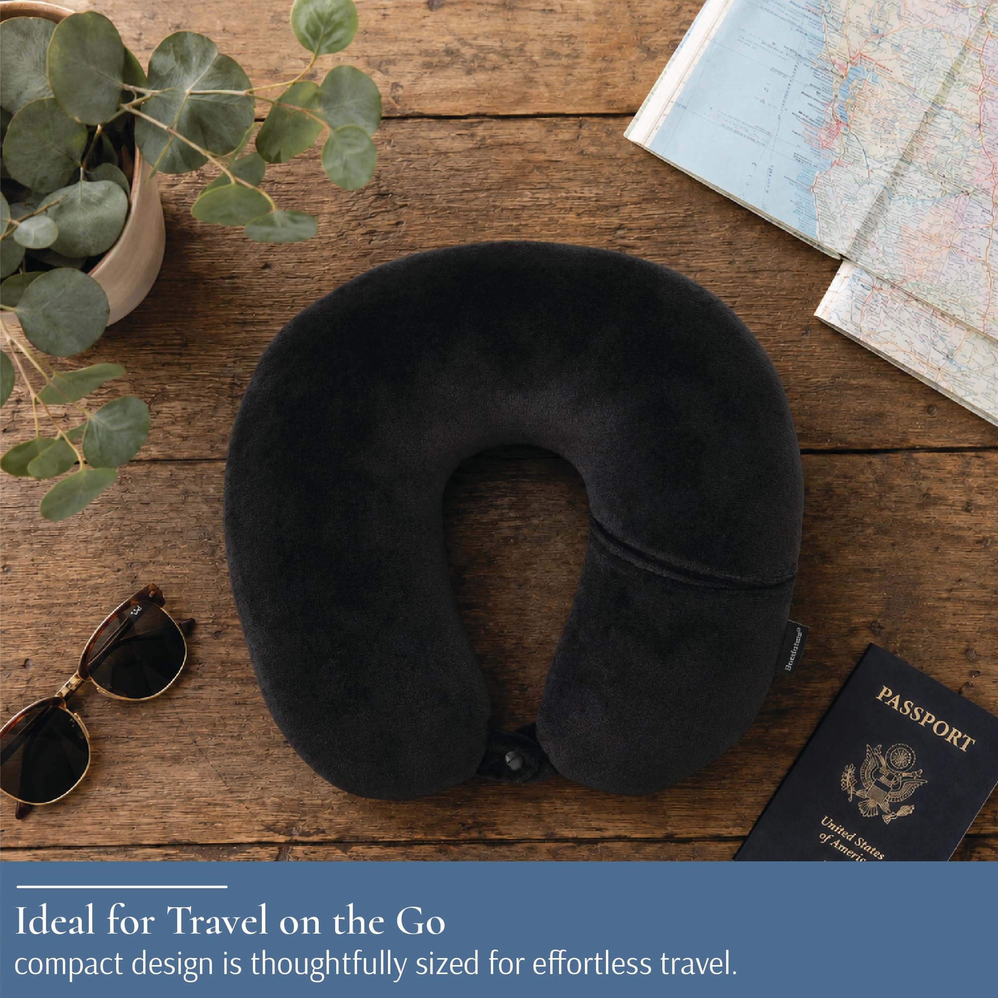 brookstone-microbead-neck-pillow-super-soft-cozy-lightweight-travel-pillow-with- image 7