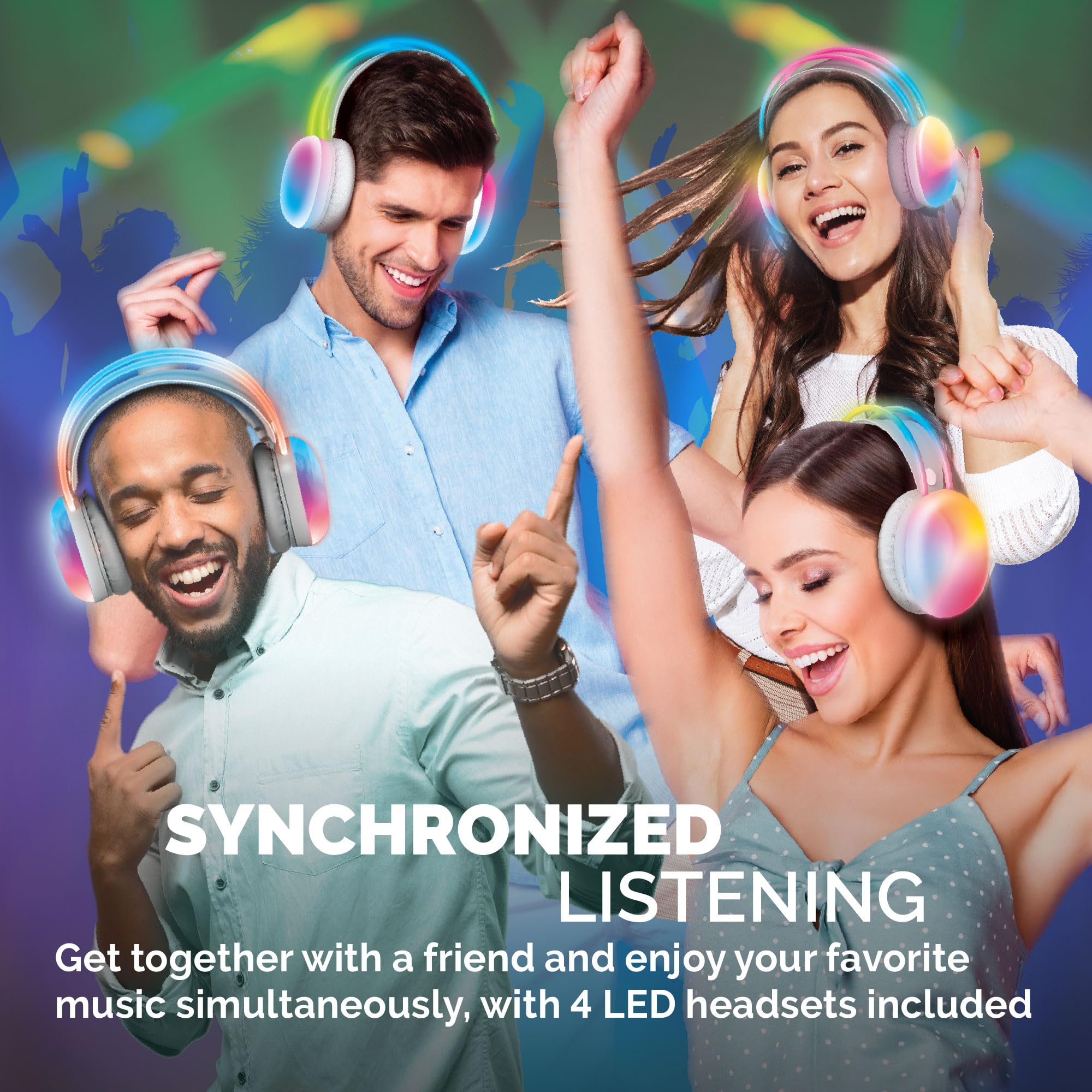 brookstone-wireless-silent-disco-headphones-with-multicolor-led-lights-bluetooth image 6