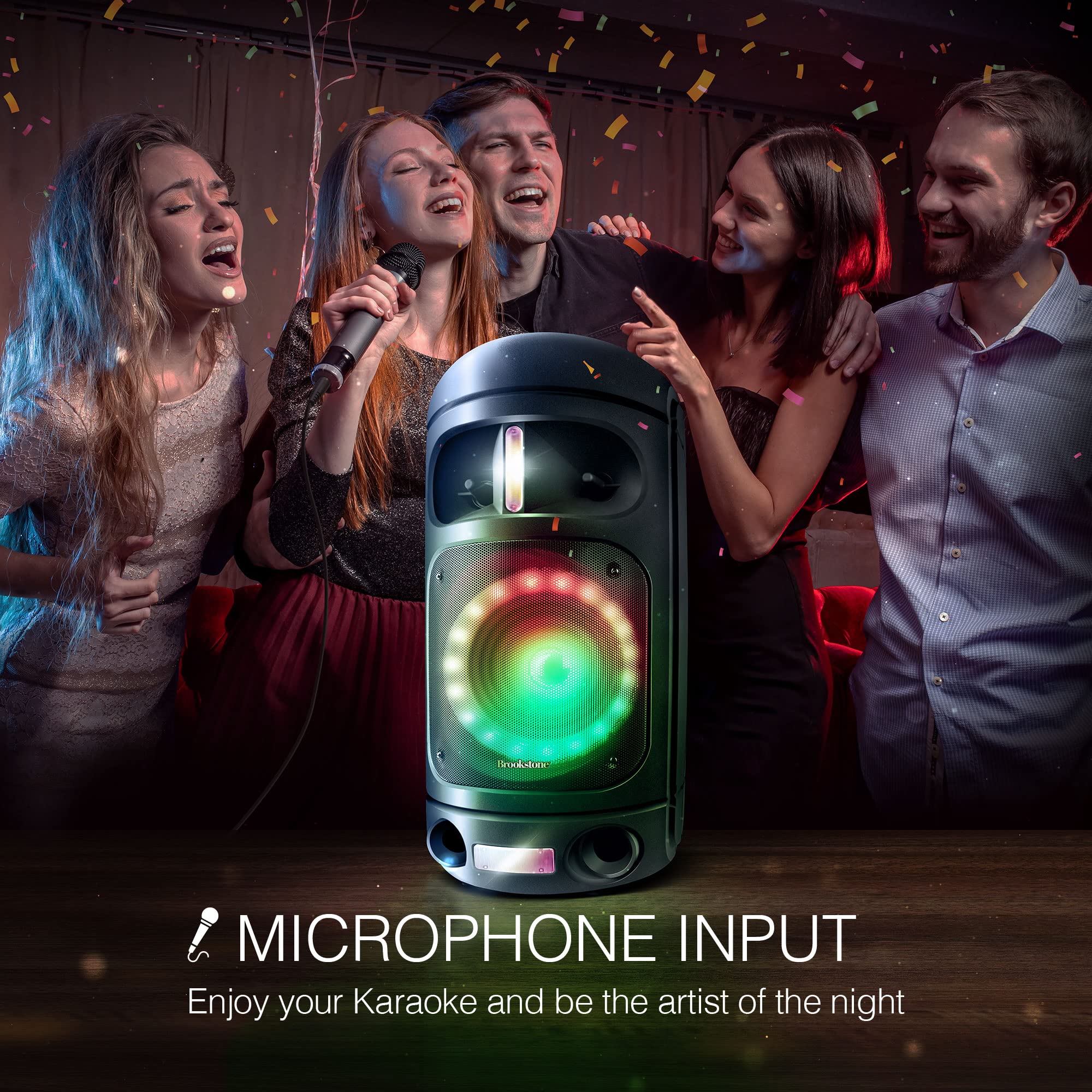 brookstone-rumble-tower-portable-bluetooth-speaker-with-led-light-show-3-light-m image 3