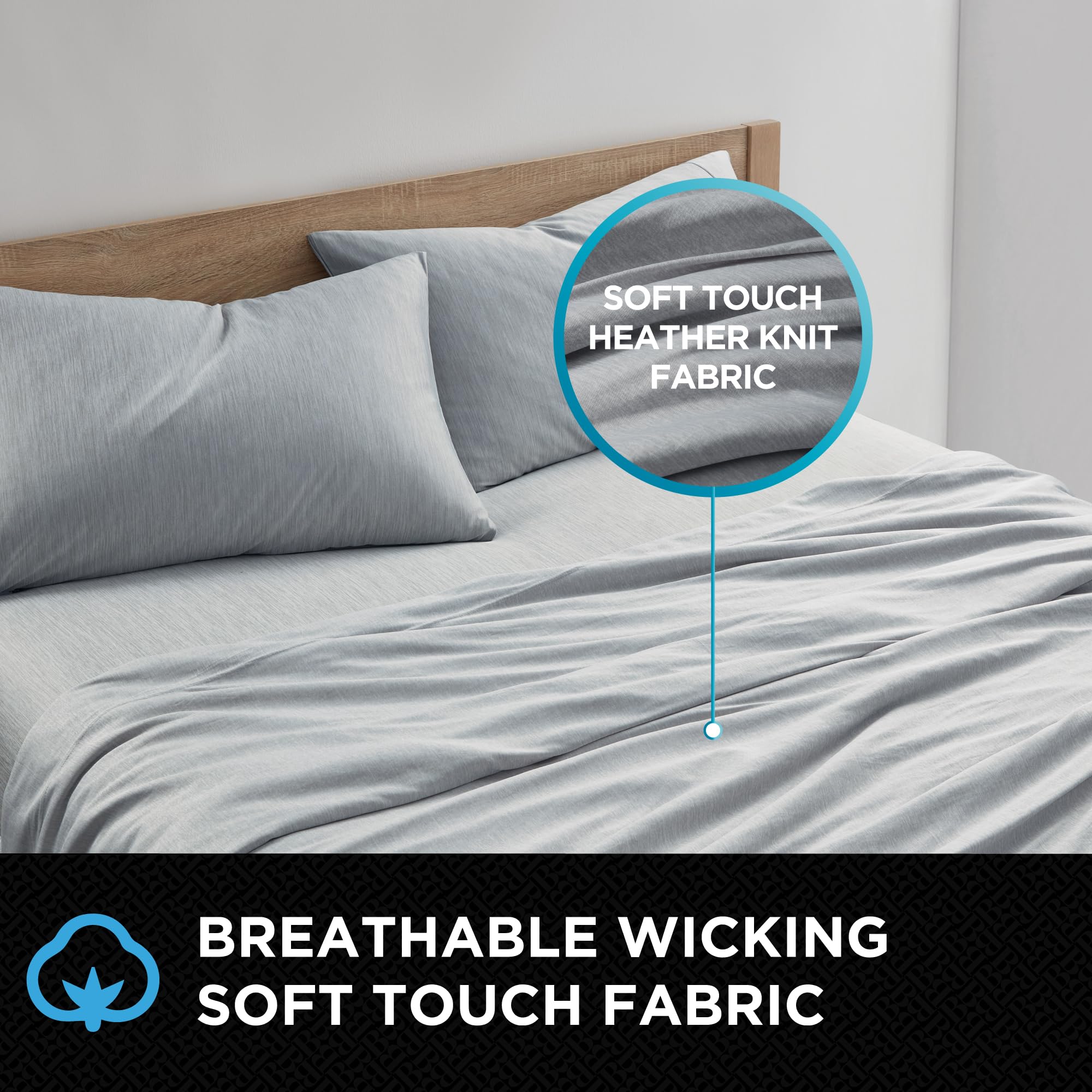 brookstone-heathered-knit-moisture-wicking-king-sheet-set-cooling-breathable-fab image 3