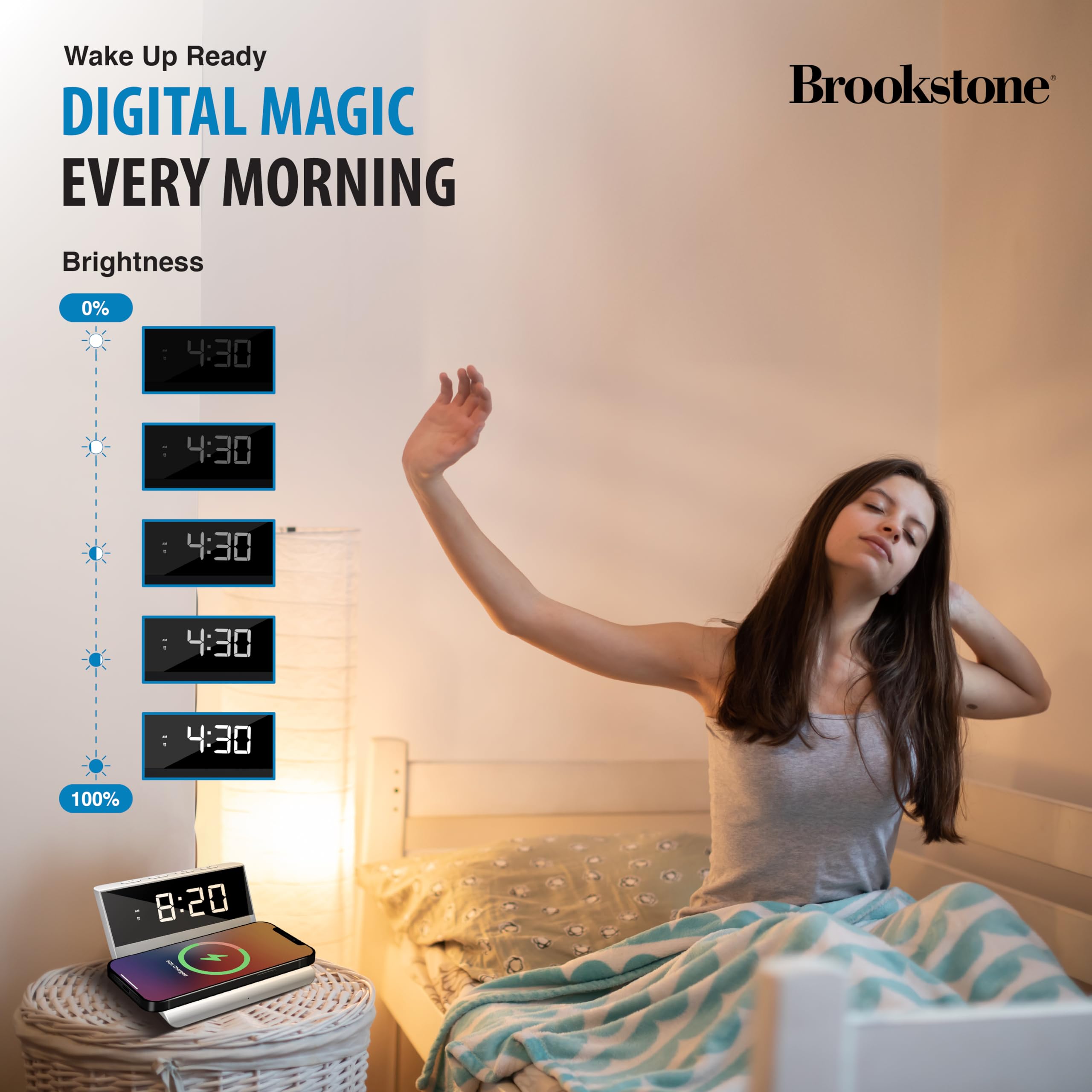 brookstone-desk-led-alarm-clock-with-15w-wireless-charger-compatible-with-iphone image 5